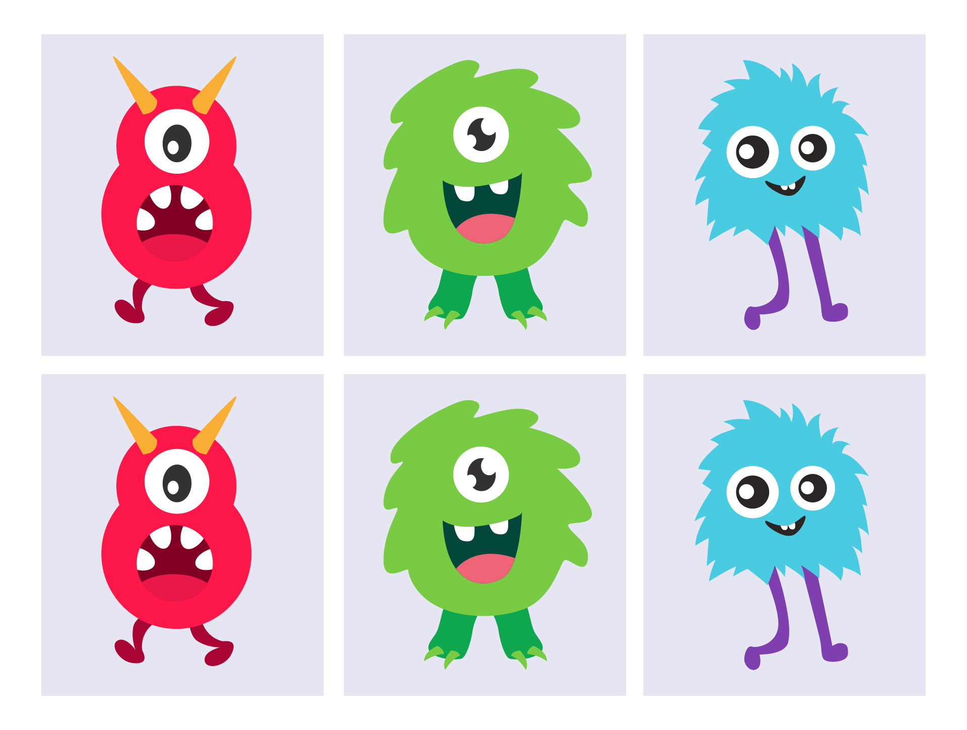 Monster Memory Game Worksheet