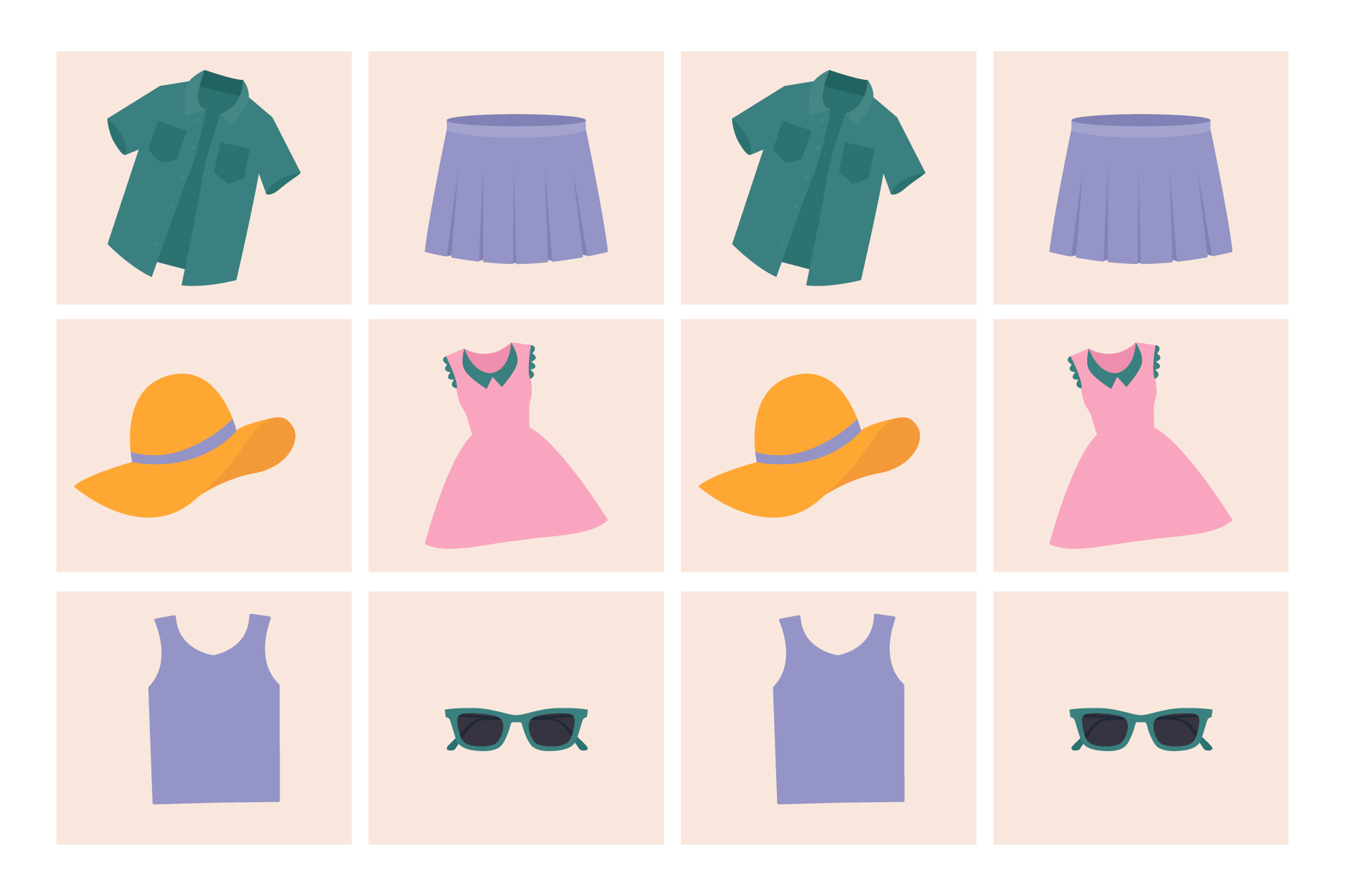 Clothes Vocabulary Memory Game