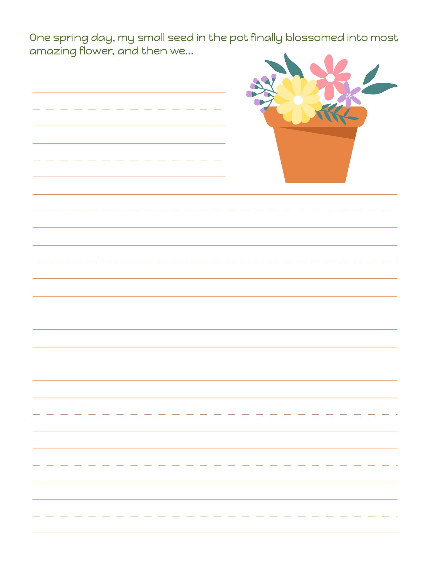 Spring Story Starters Worksheet