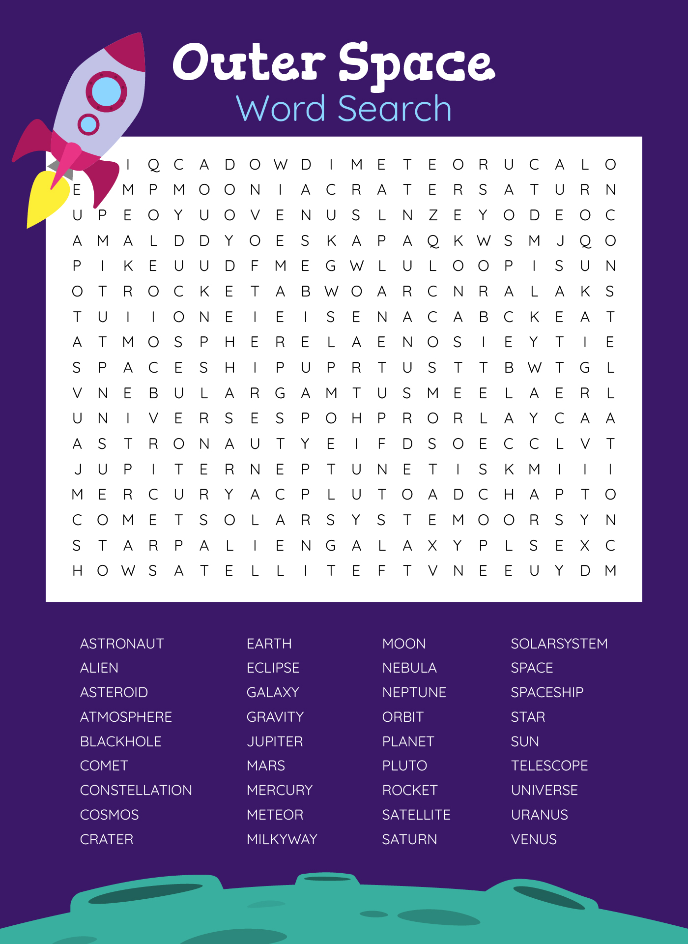 Astronomy Word Search Puzzles