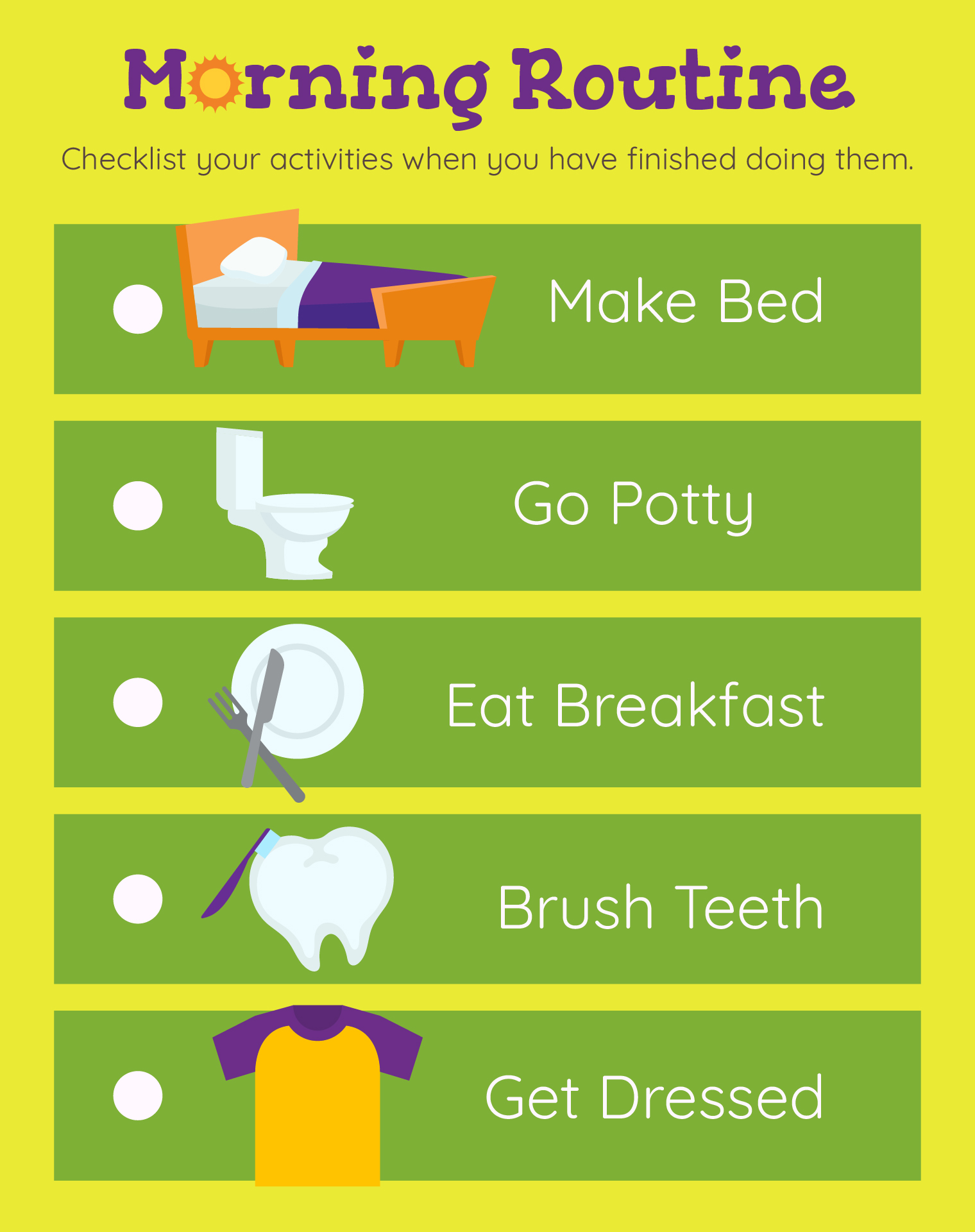 Morning Routine Checklist For Toddlers