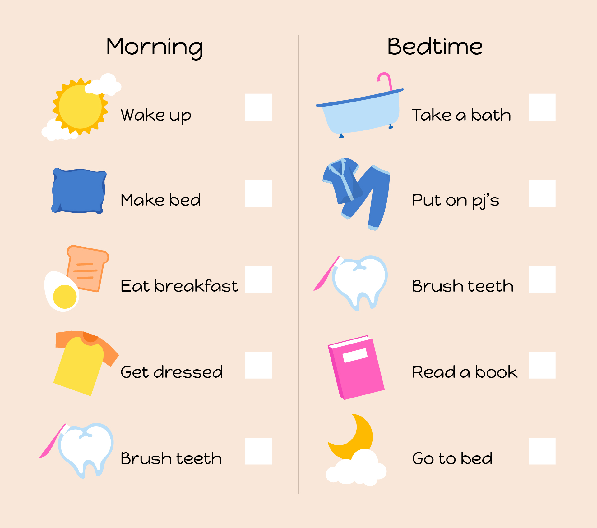 Children Morning & Night Routine Visual Schedule