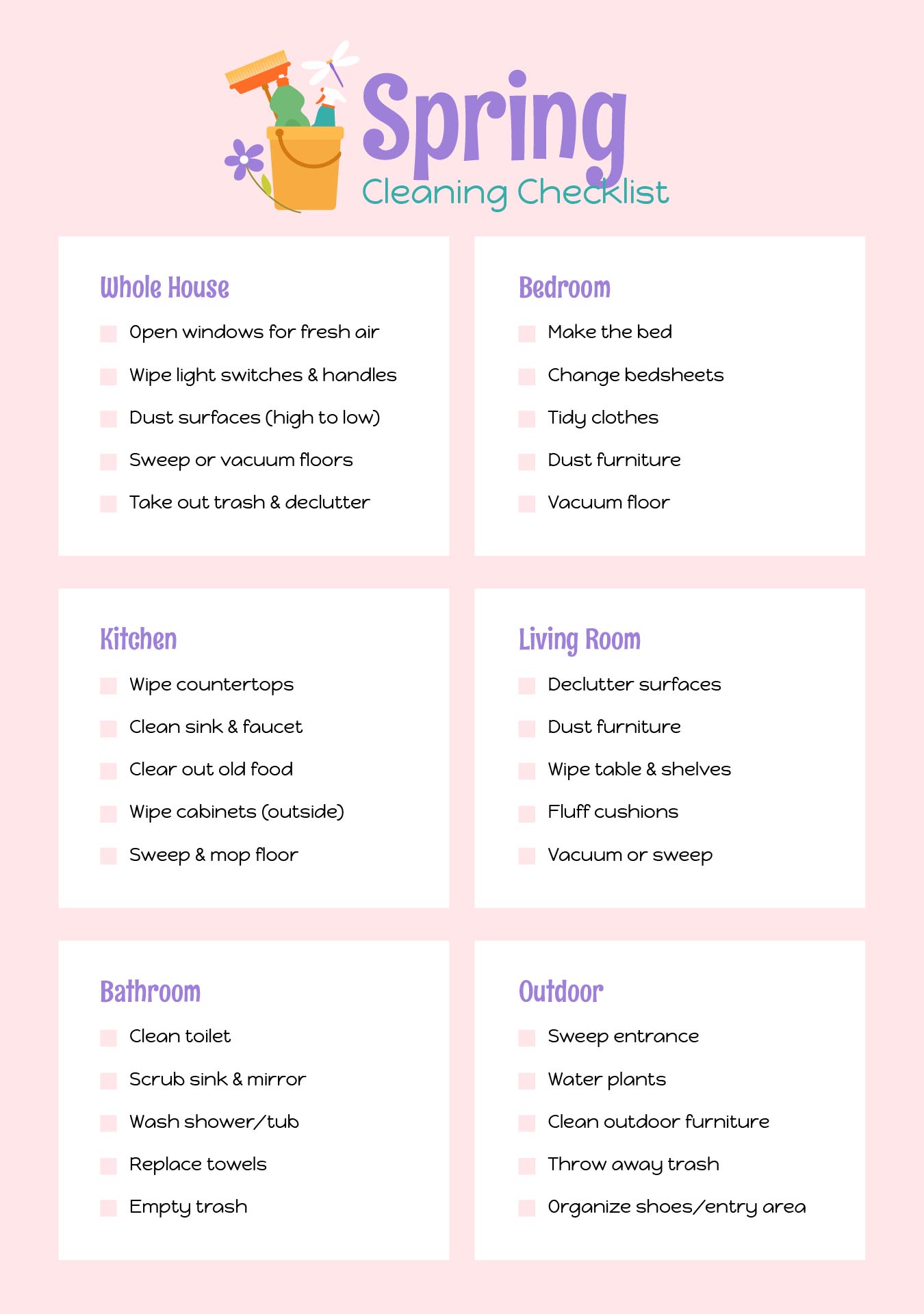 Room By Room Spring Cleaning Checklist Room By Room Spring Cleaning Checklist