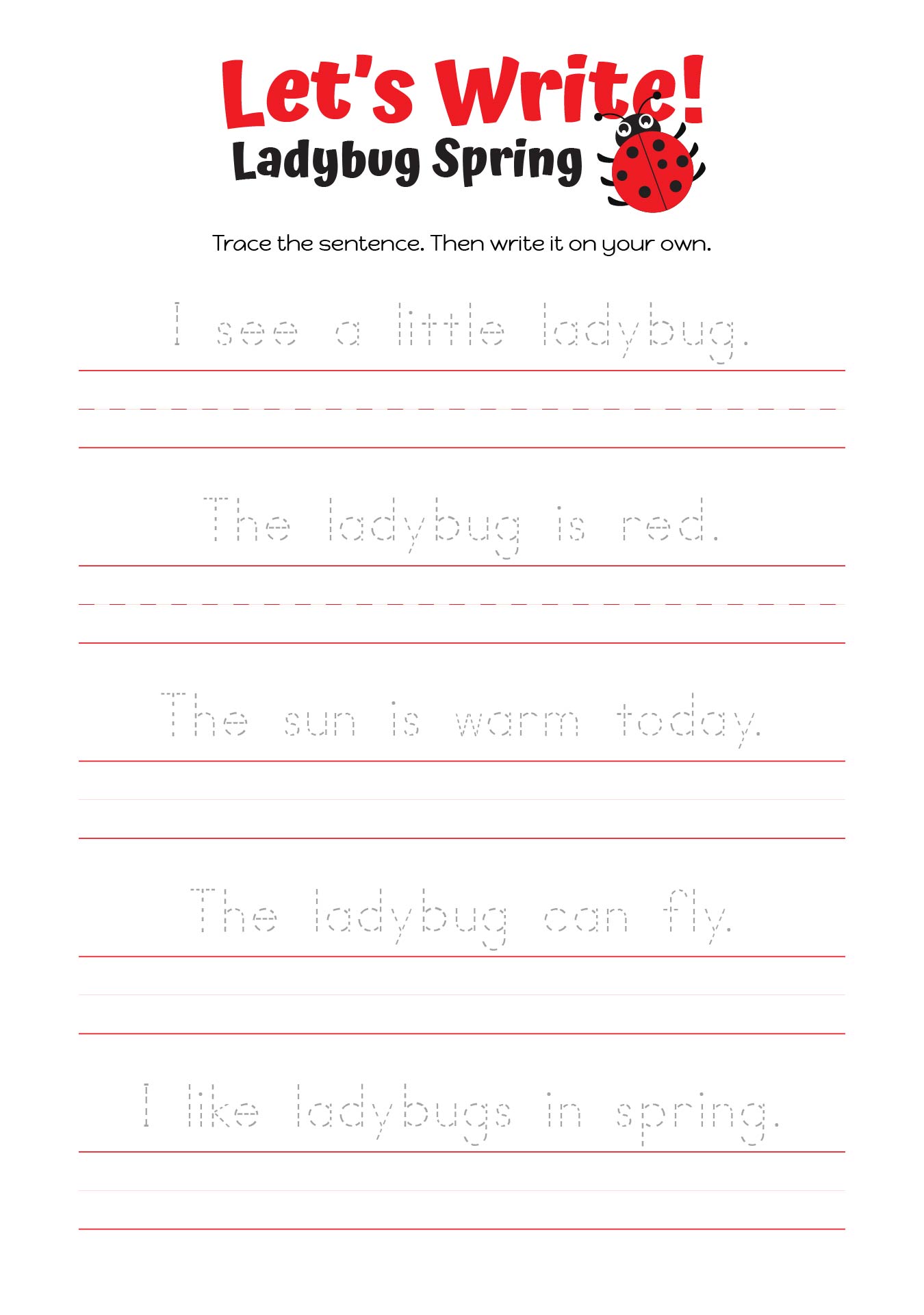Spring Sentence Writing Practice Sheets