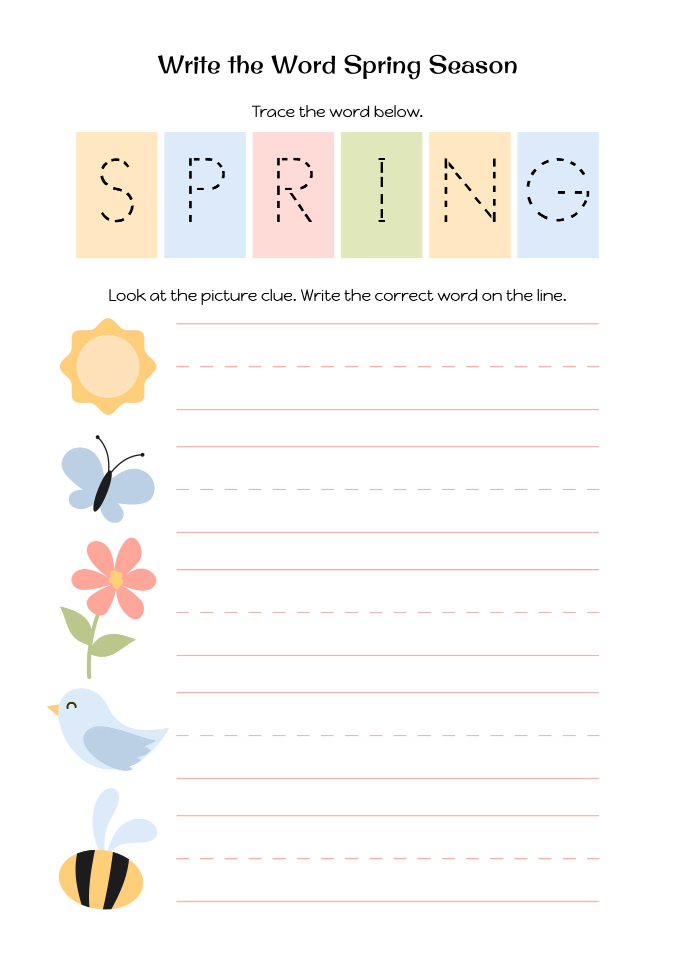 Write The Word Spring Season Worksheet