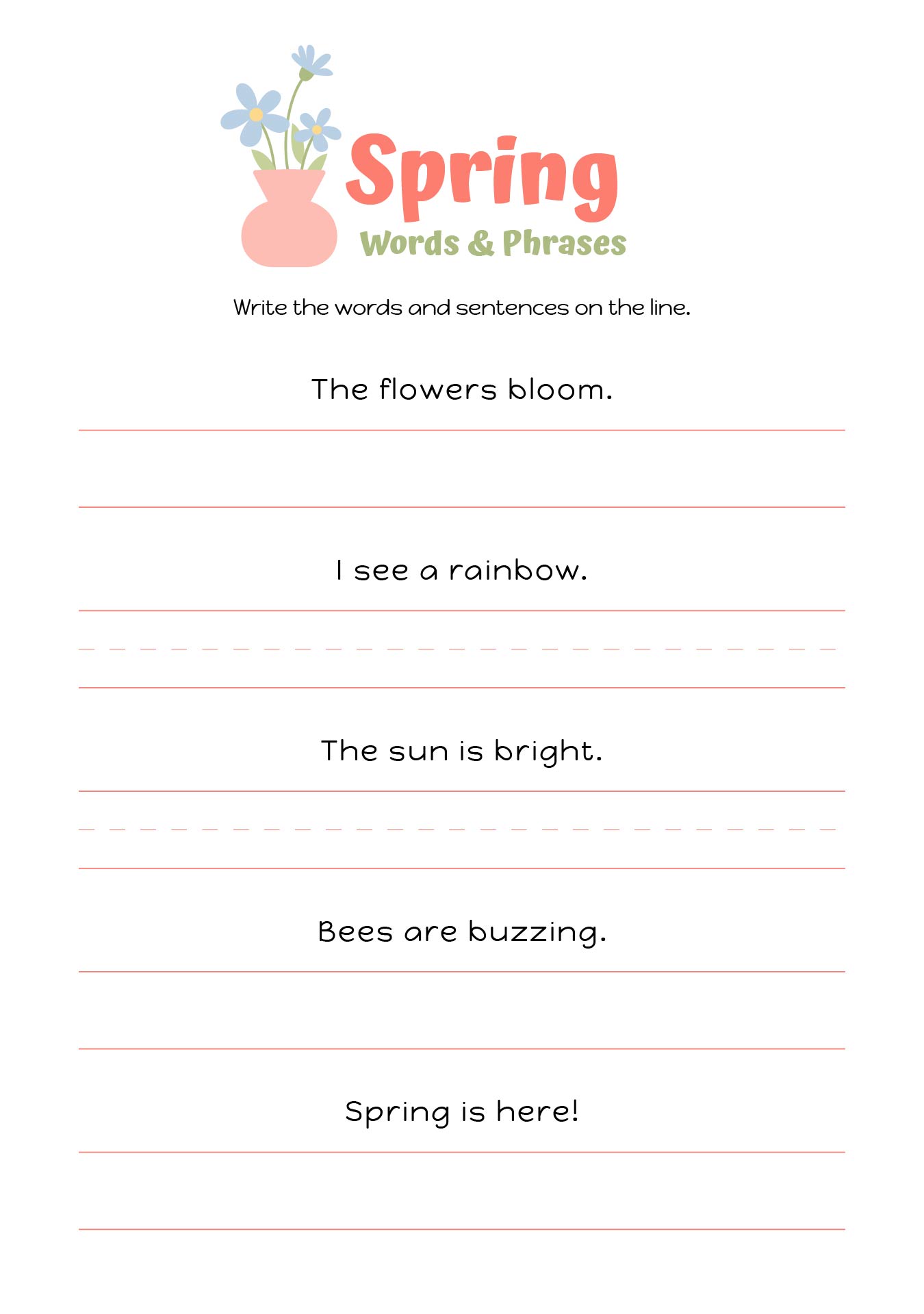Spring Words & Phrases Handwriting Practice