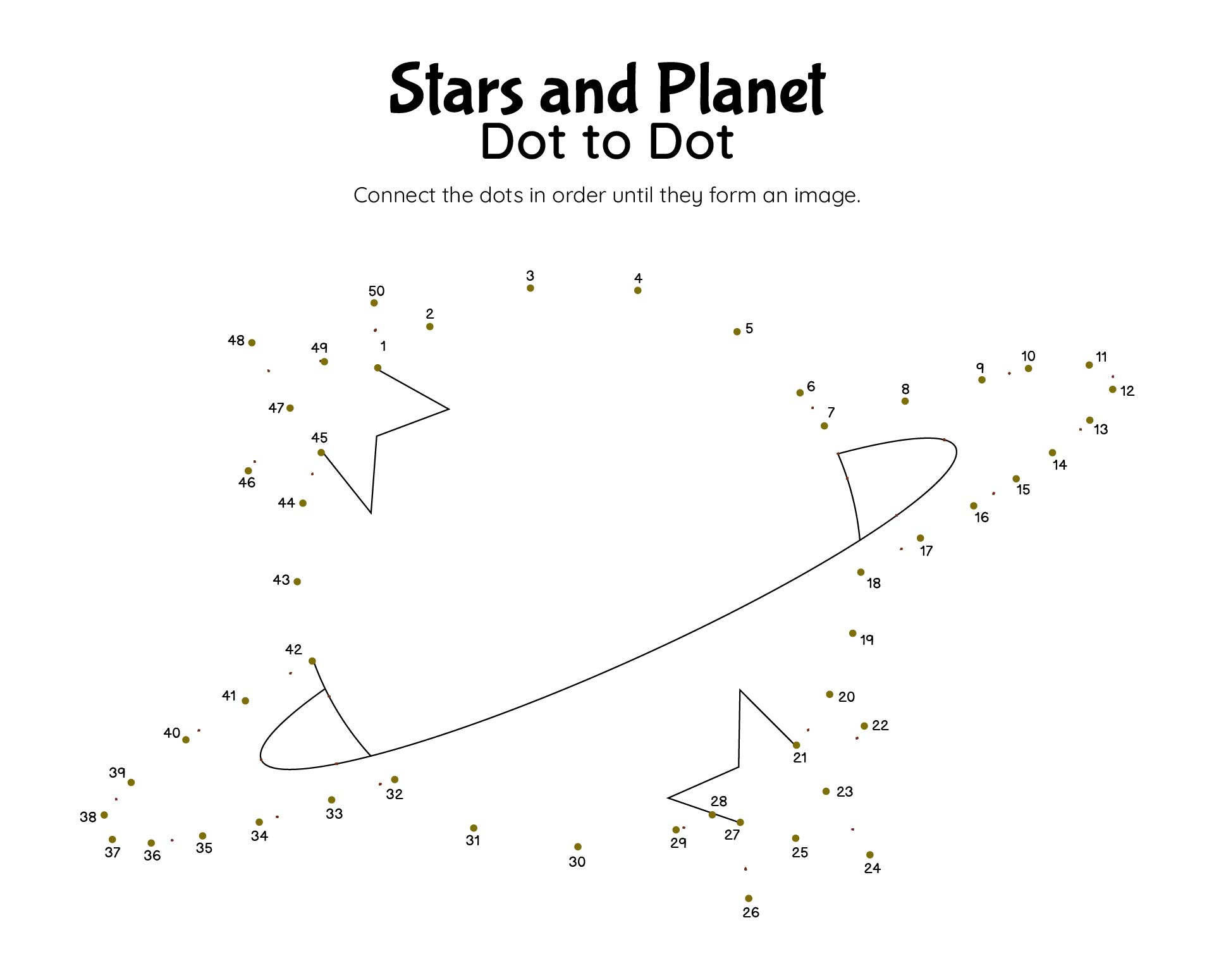 Stars And Planet Dot To Dot Worksheet