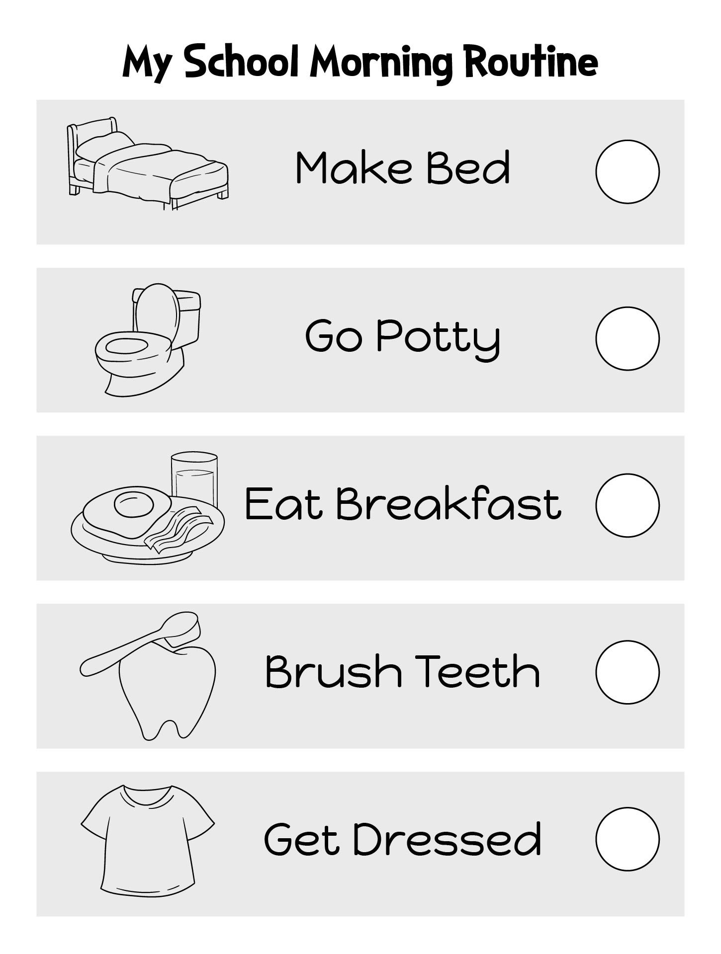 Black And White Routine Chart Printable