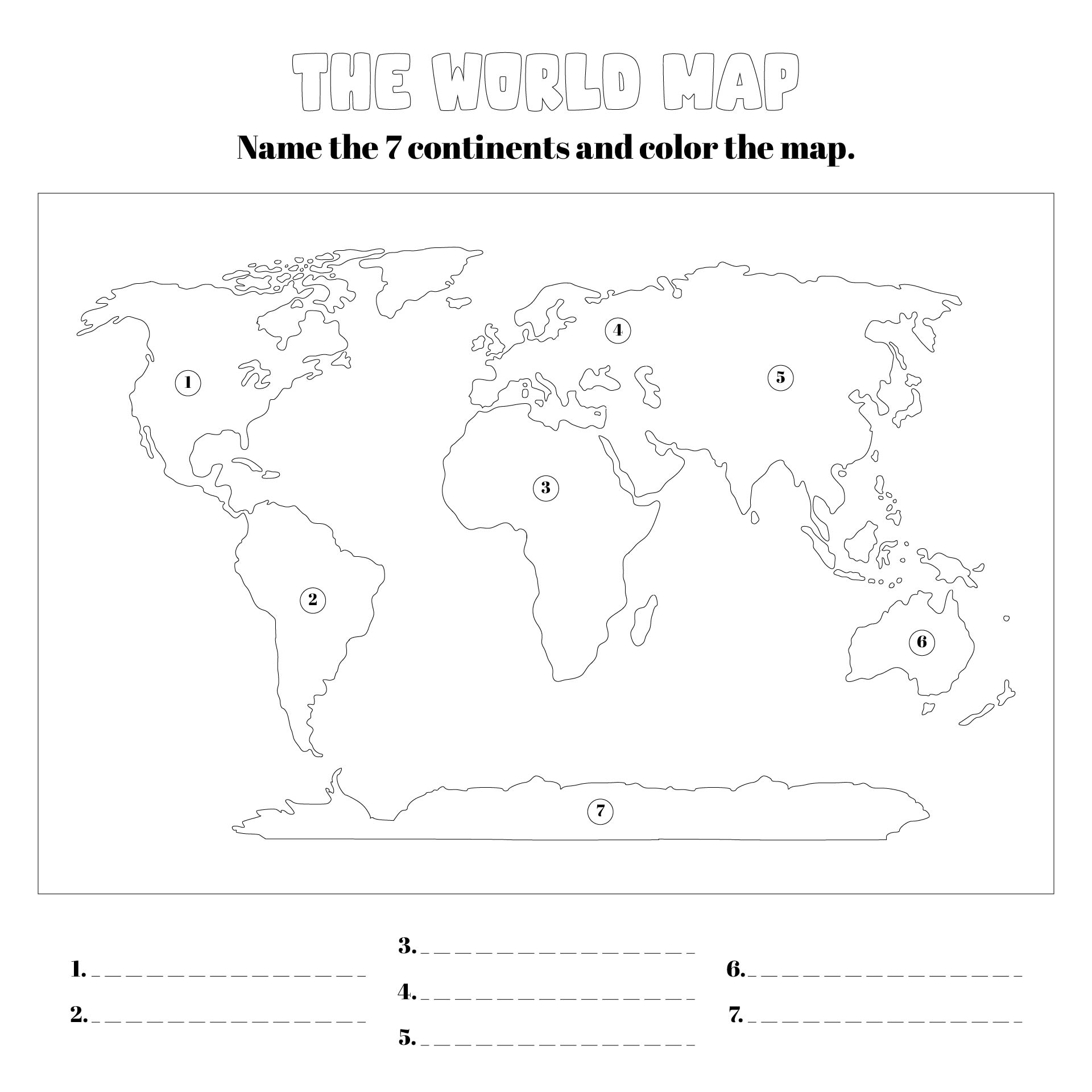 Coloring Map The 7 Continents Coloring Map The 7 Continents