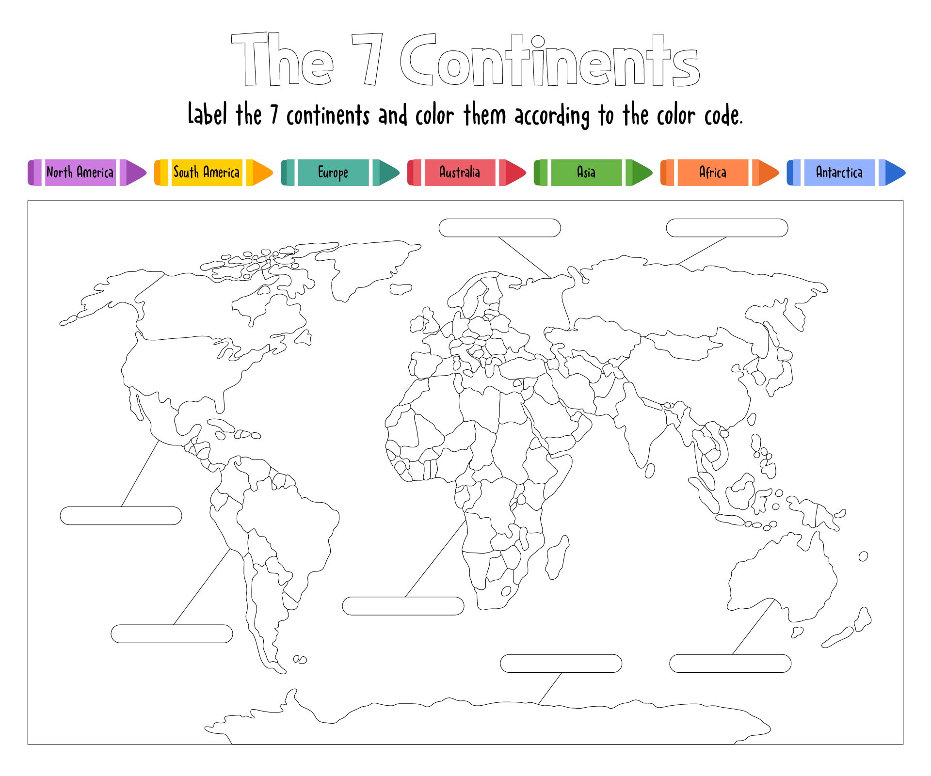 Label The 7 Continents Worksheet Label The 7 Continents Worksheet