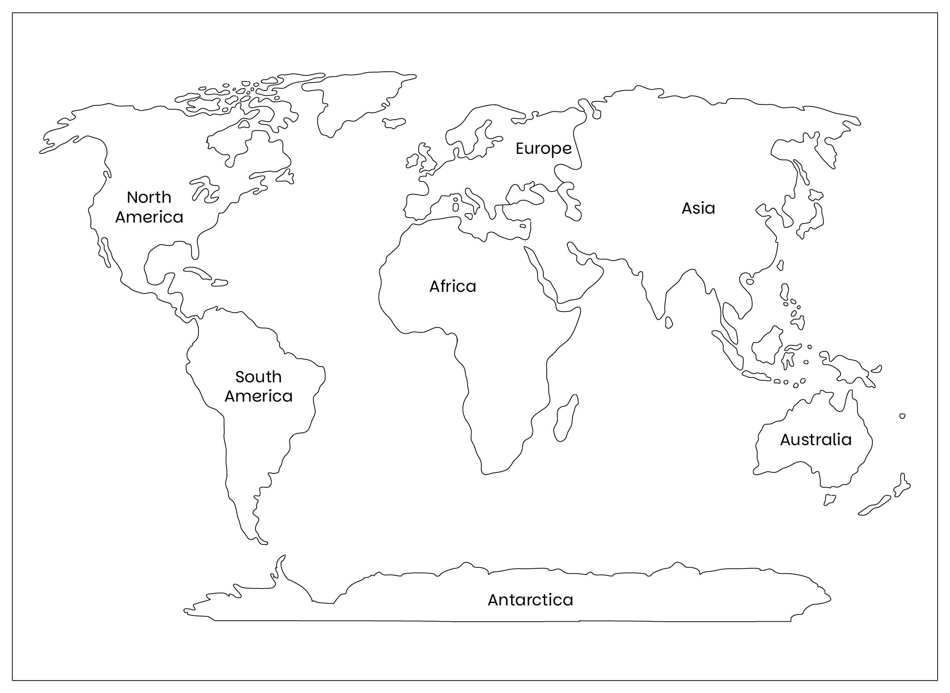 World Map Simple 7 Continents World Map Simple 7 Continents