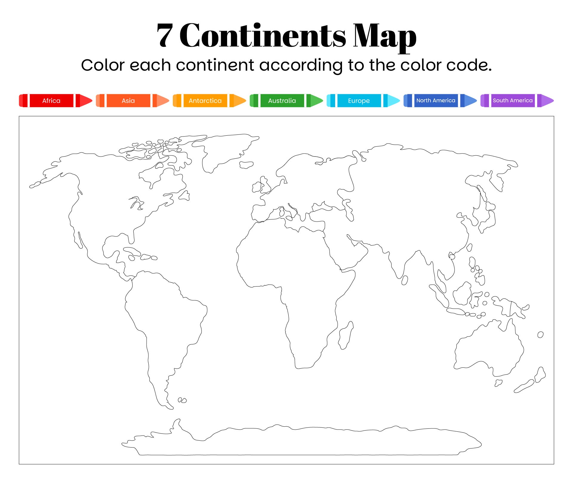 7 Continents Map Activity