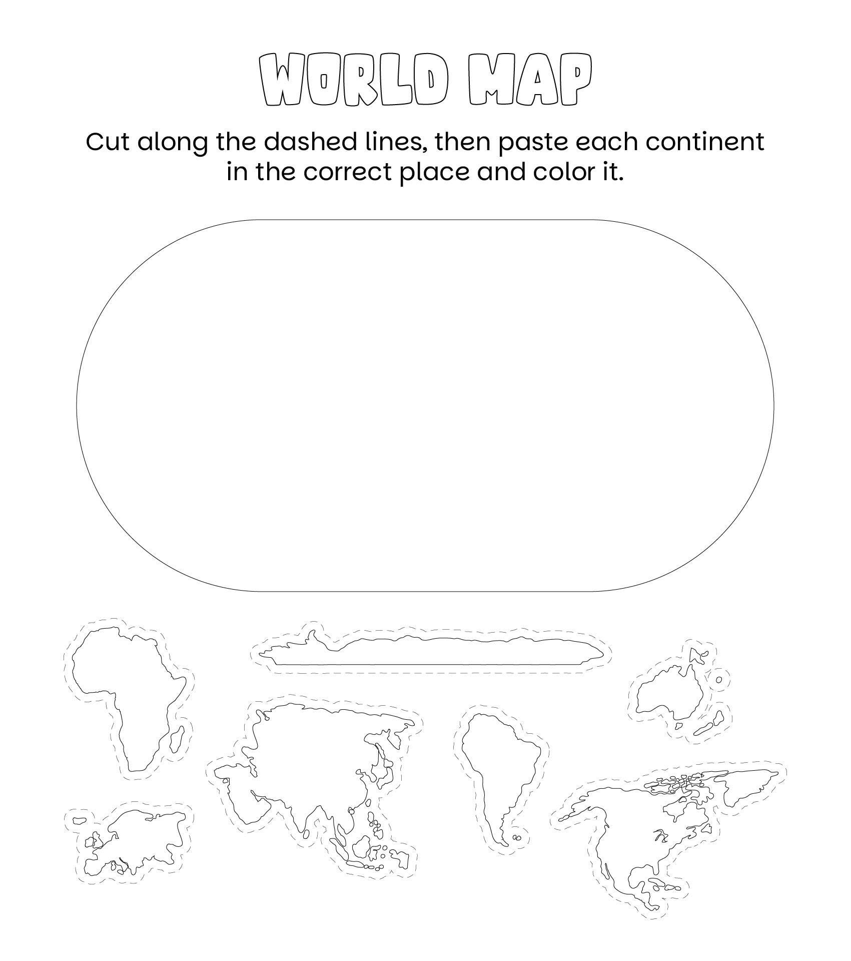 World Map Matching Worksheet