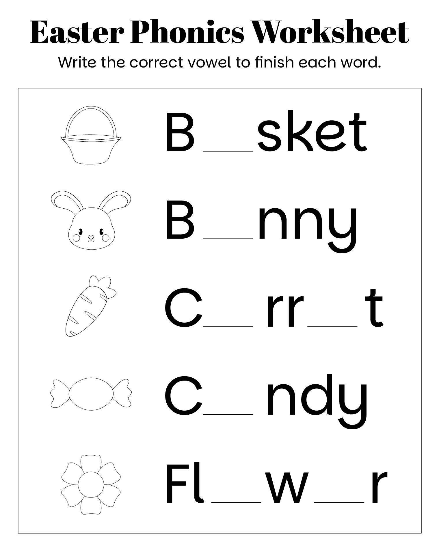 Easter Theme Phonic Worksheet Easter Theme Phonic Worksheet