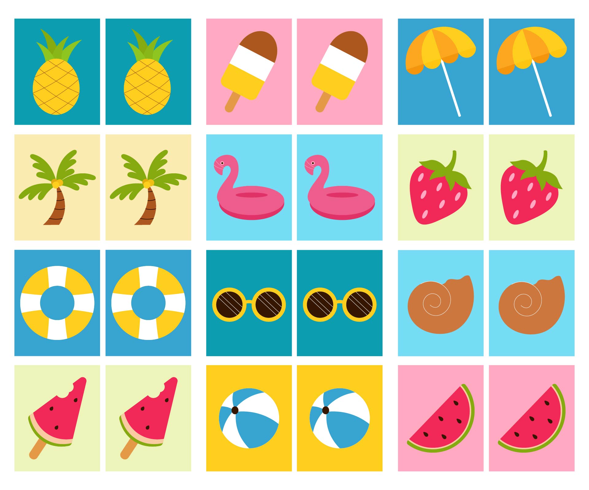 Summer Memory Game Printable
