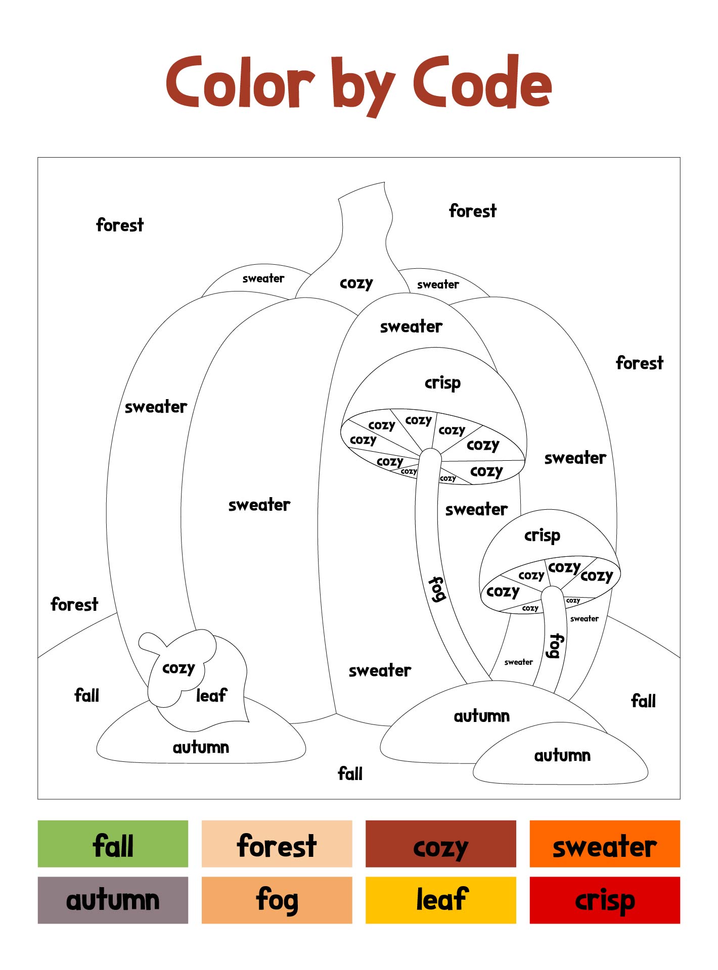 Color By Code Worksheets Fall For Student Activity