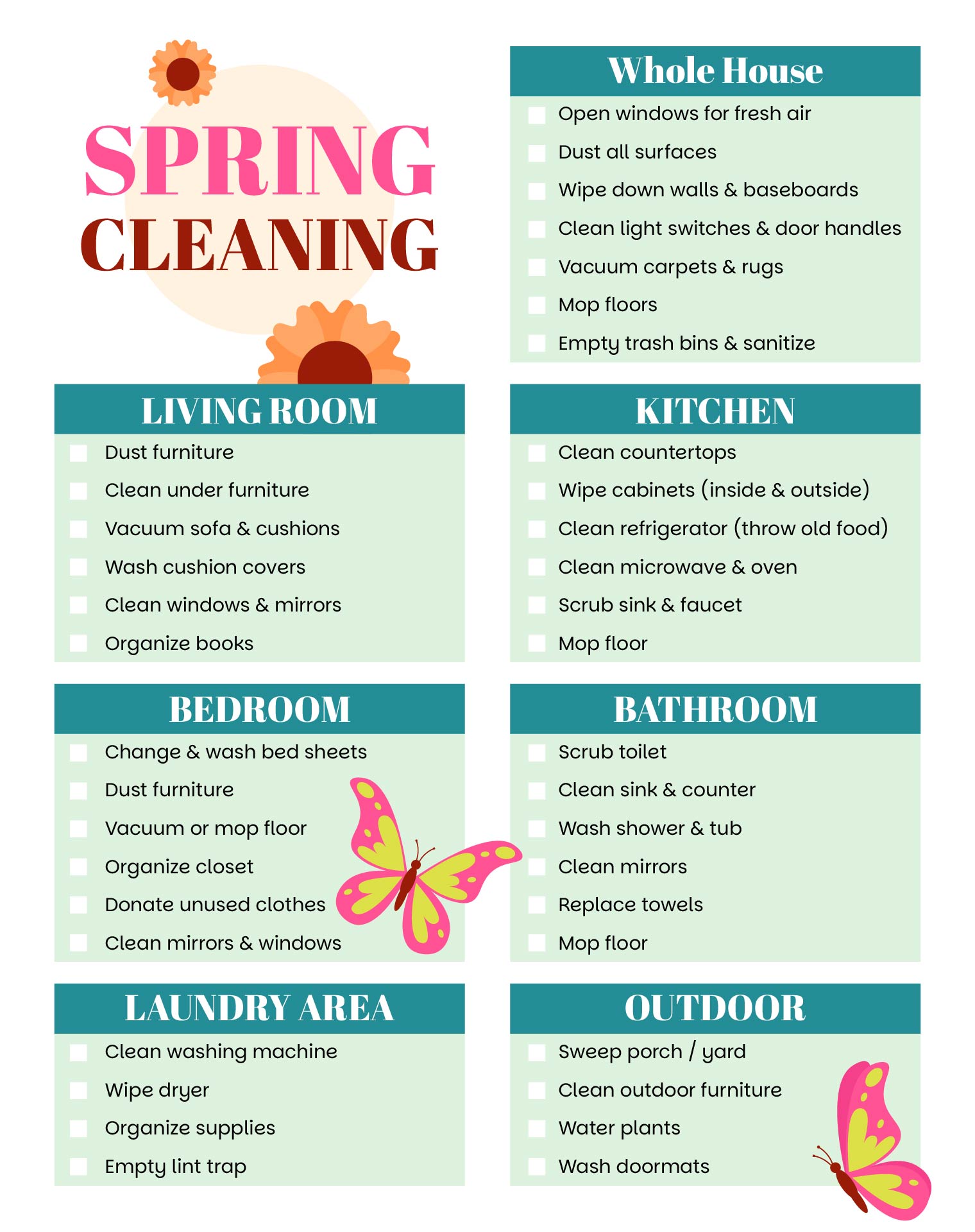 Spring Decluttering Checklist Template Spring Decluttering Checklist Template