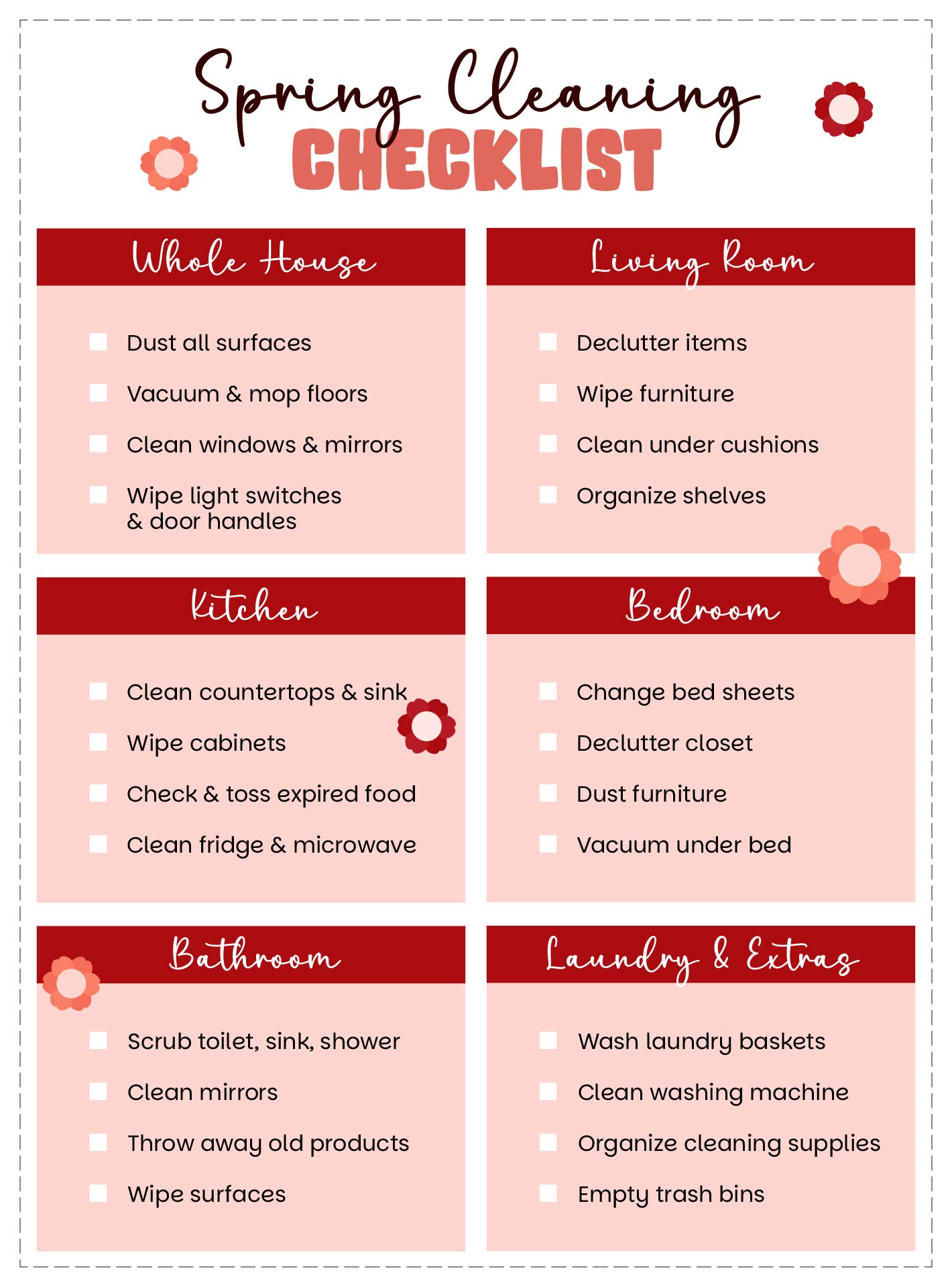 Simple Spring Cleaning Checklist Simple Spring Cleaning Checklist