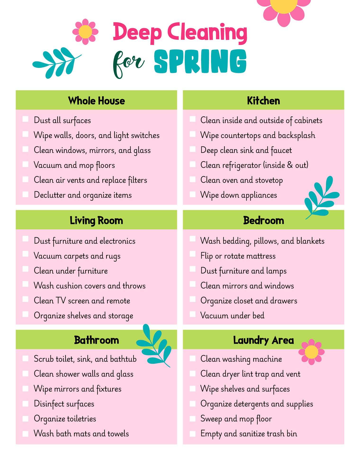 Deep Cleaning For Spring Checklist Template Deep Cleaning For Spring Checklist Template