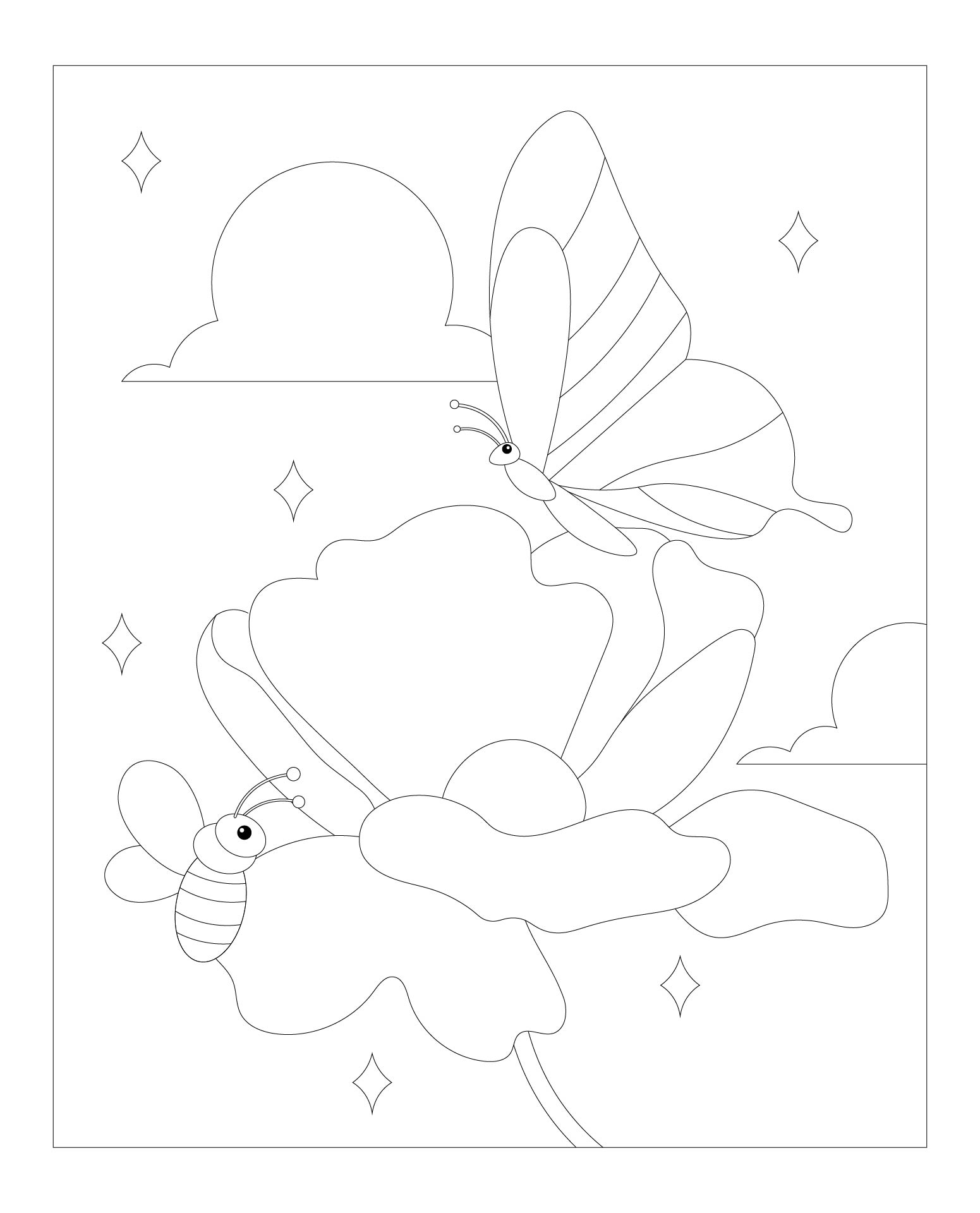 Bee Butterfly Spring Coloring Acitivity