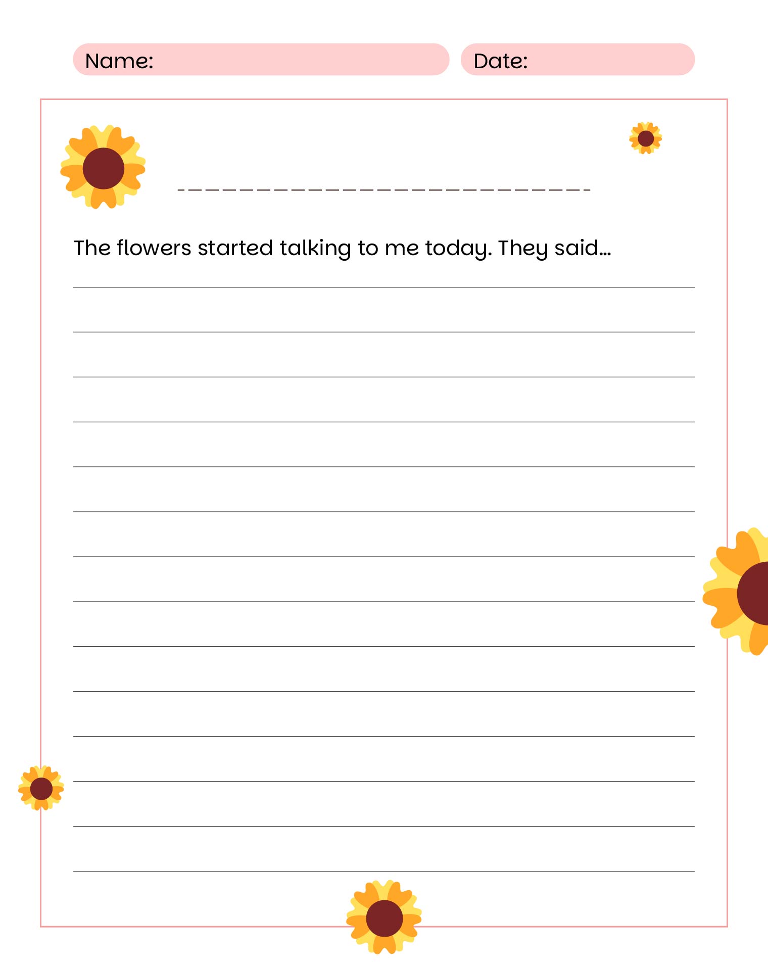 Spring Creative Writing Starter Worksheet