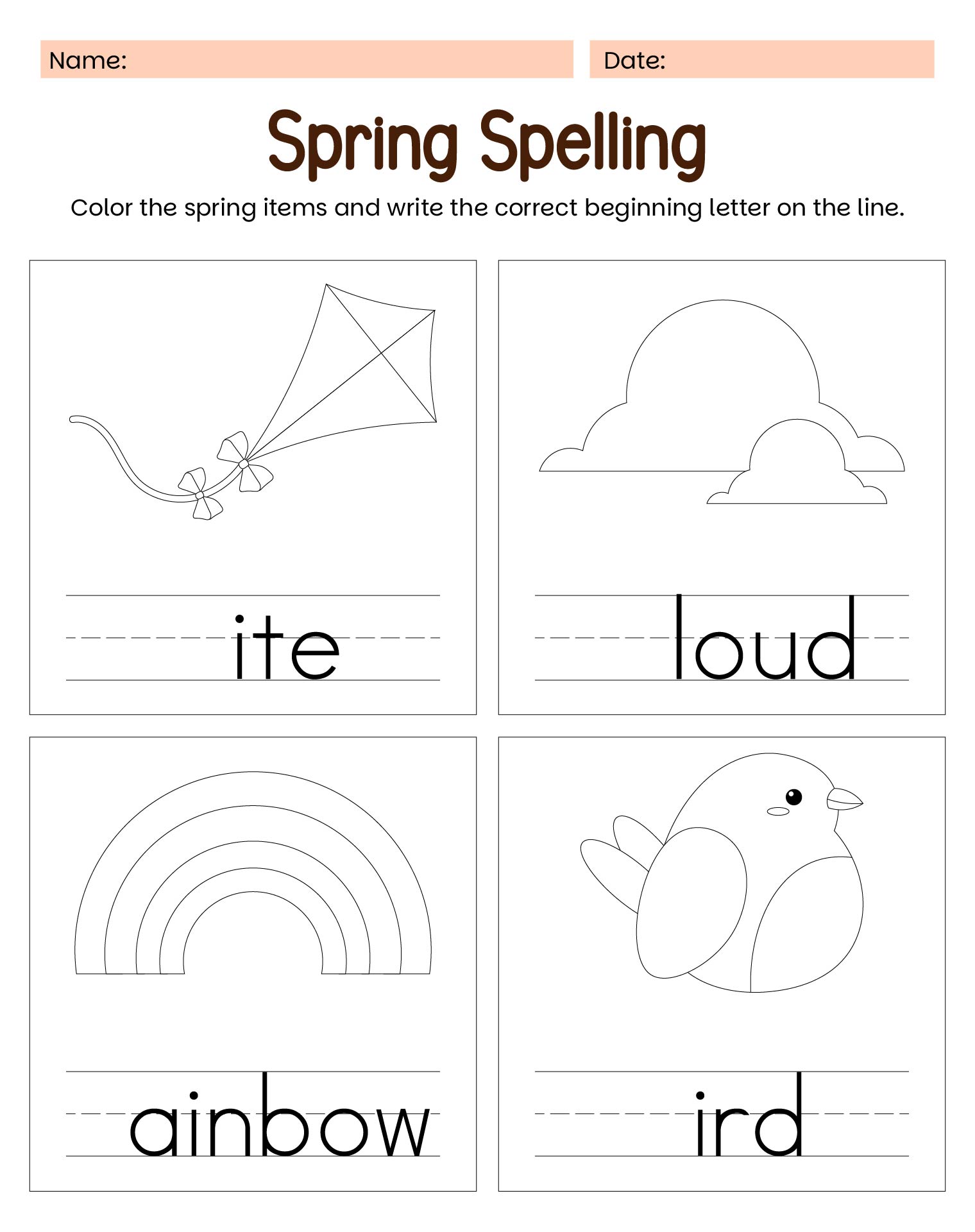 Spring Spelling Worksheet