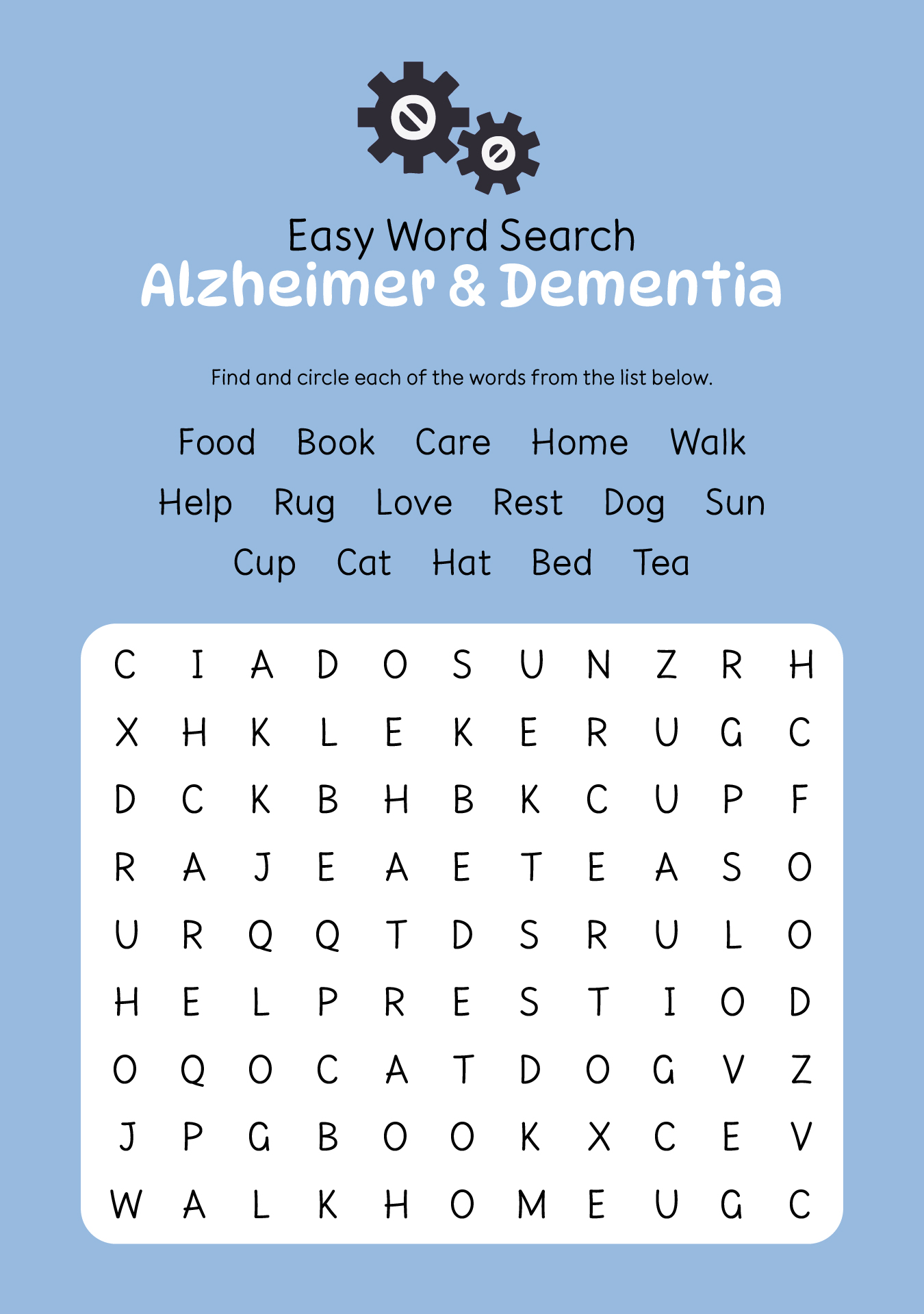 Easy Word Search For Alzheimer And Dementia
