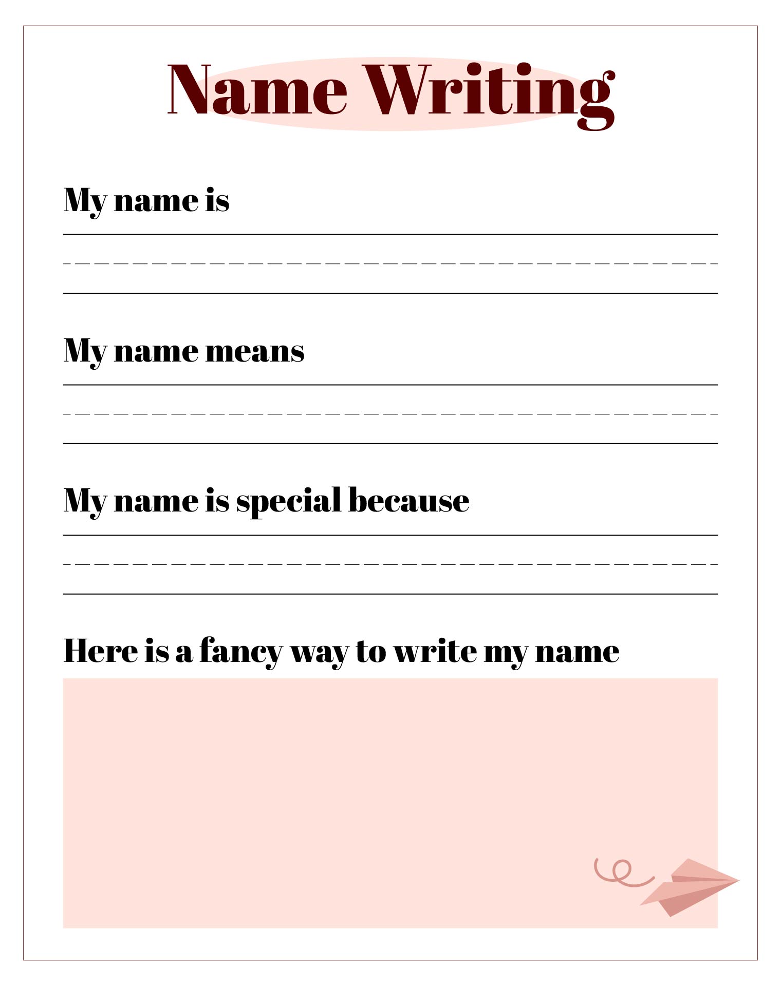 Name Writing Activity For Back To School