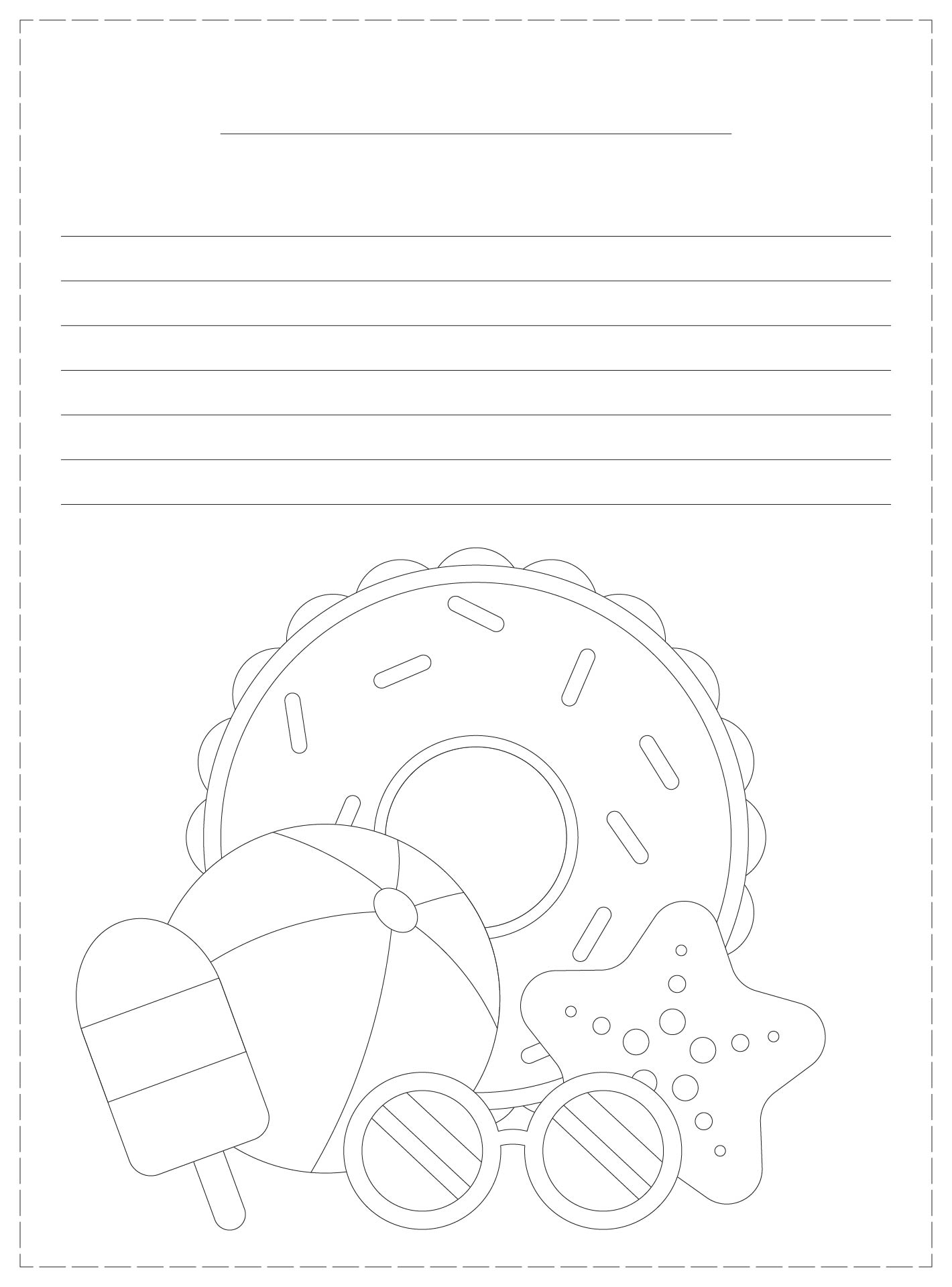 Summer Journal Coloring Pages Template