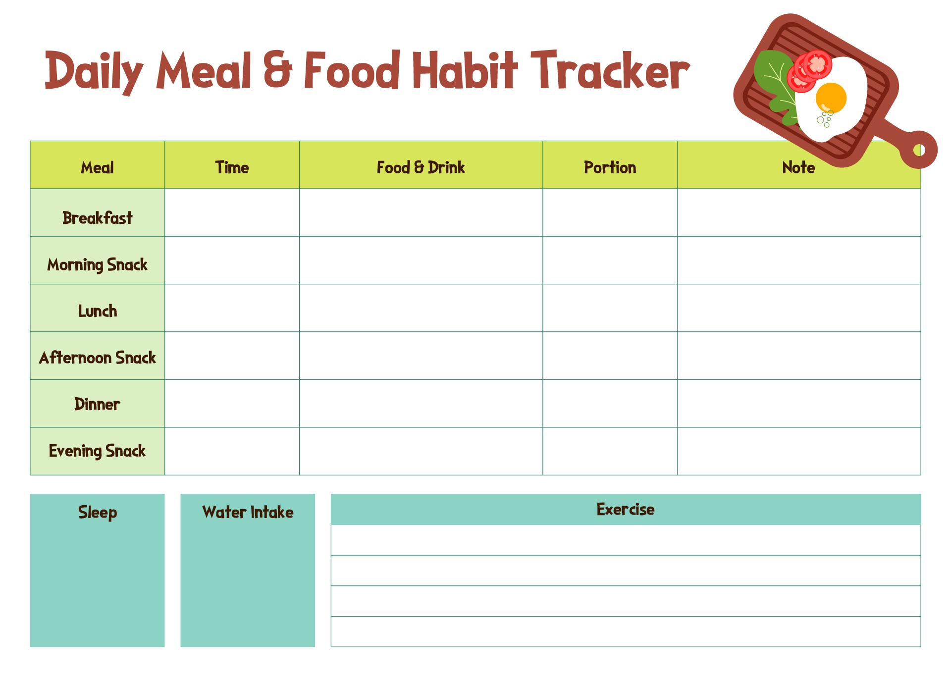 Daily Meal Habit Tracker Food