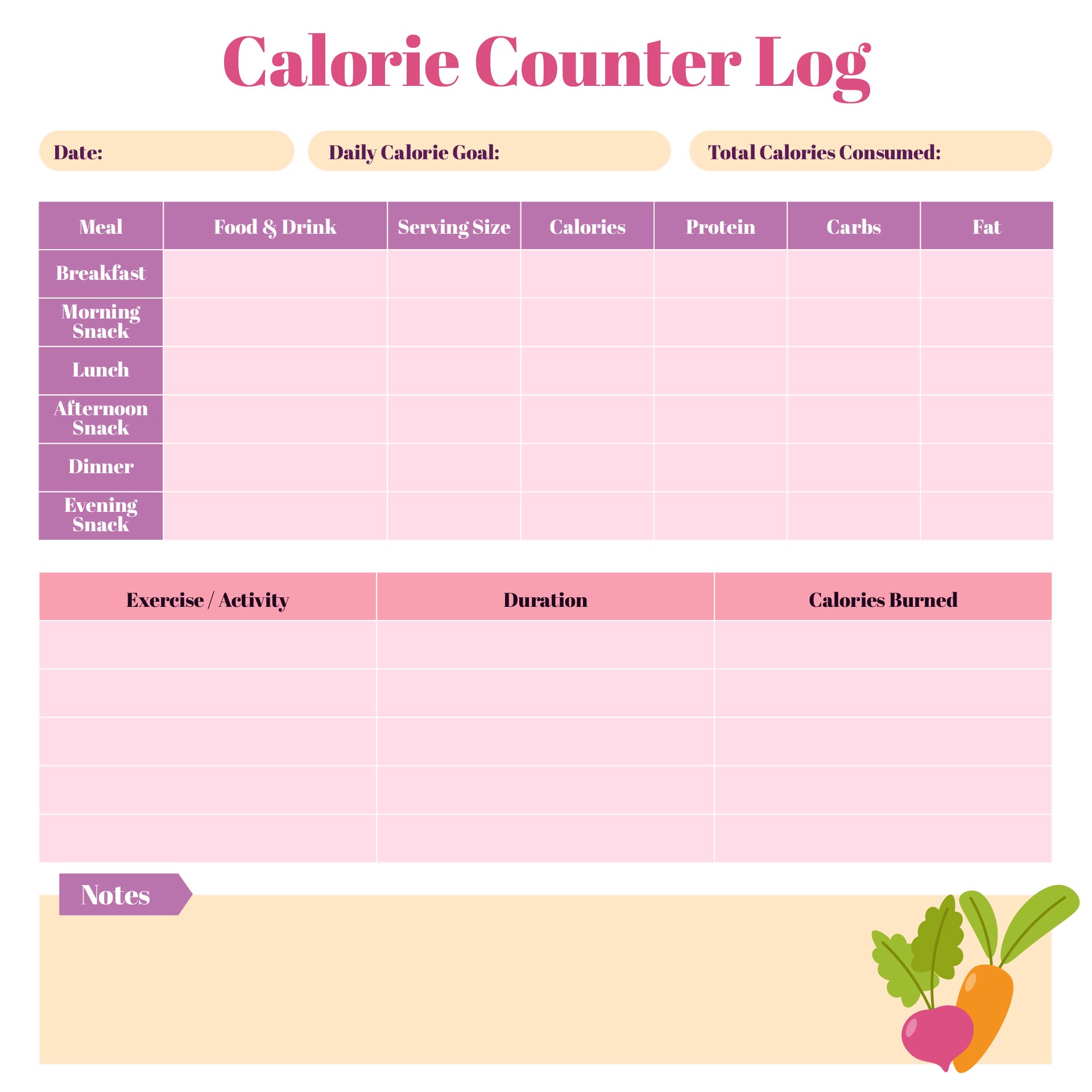 Calorie Counter Log Book Template Calorie Counter Log Book Template