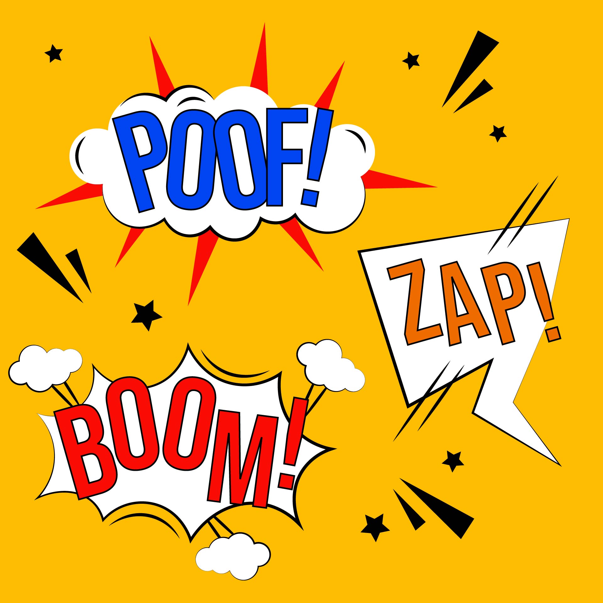 Funny Superhero Comic Action Bubbles