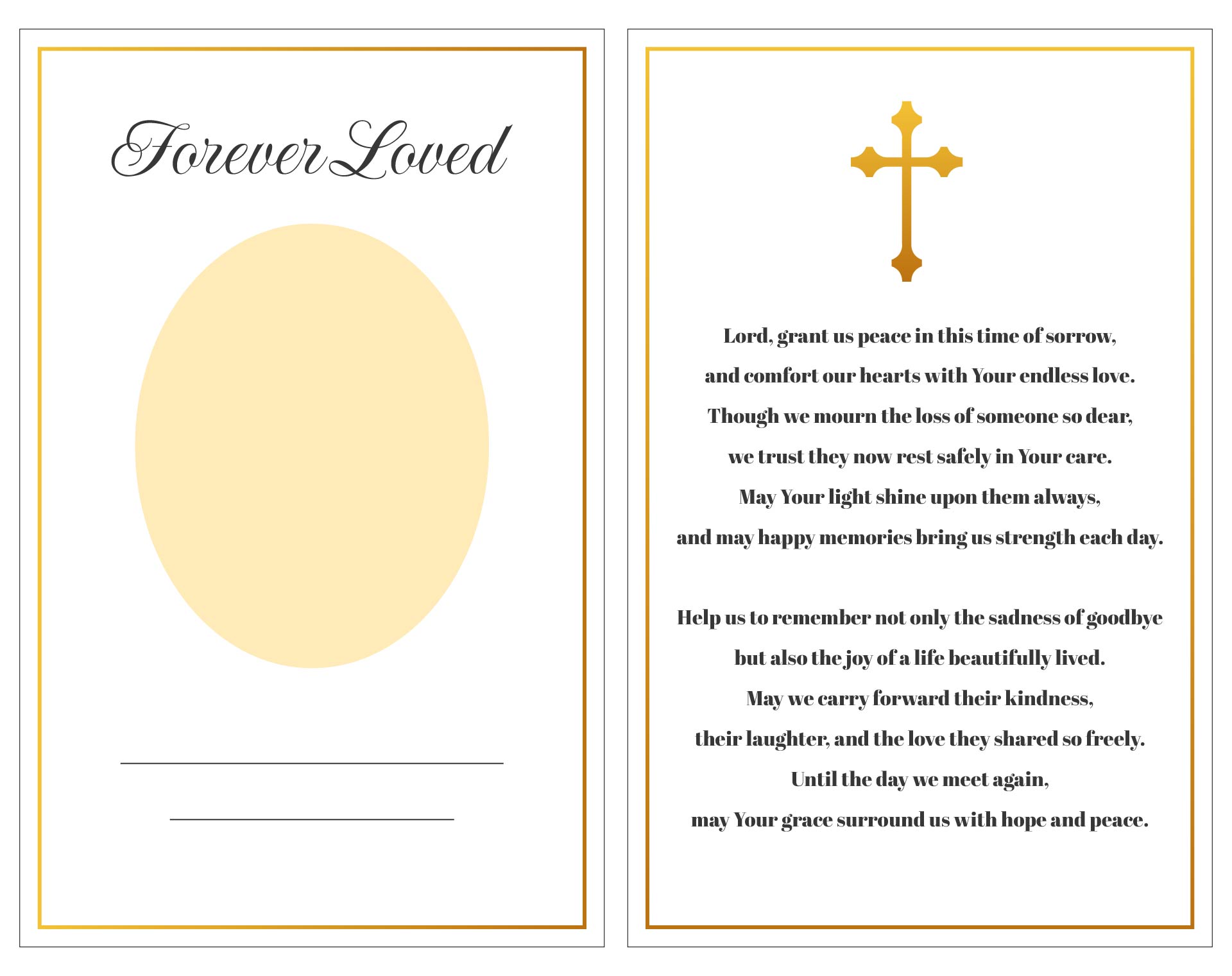 Classic Funeral Prayer Card Template Classic Funeral Prayer Card Template