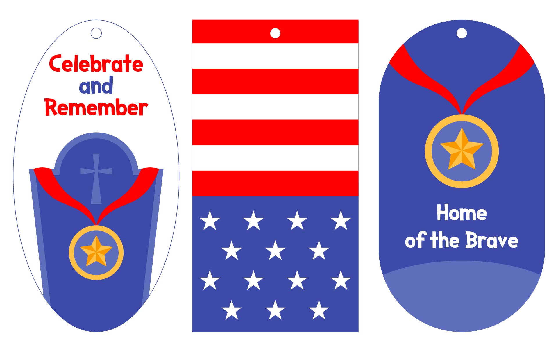Memorial Day Gift Tags Patriotic Party