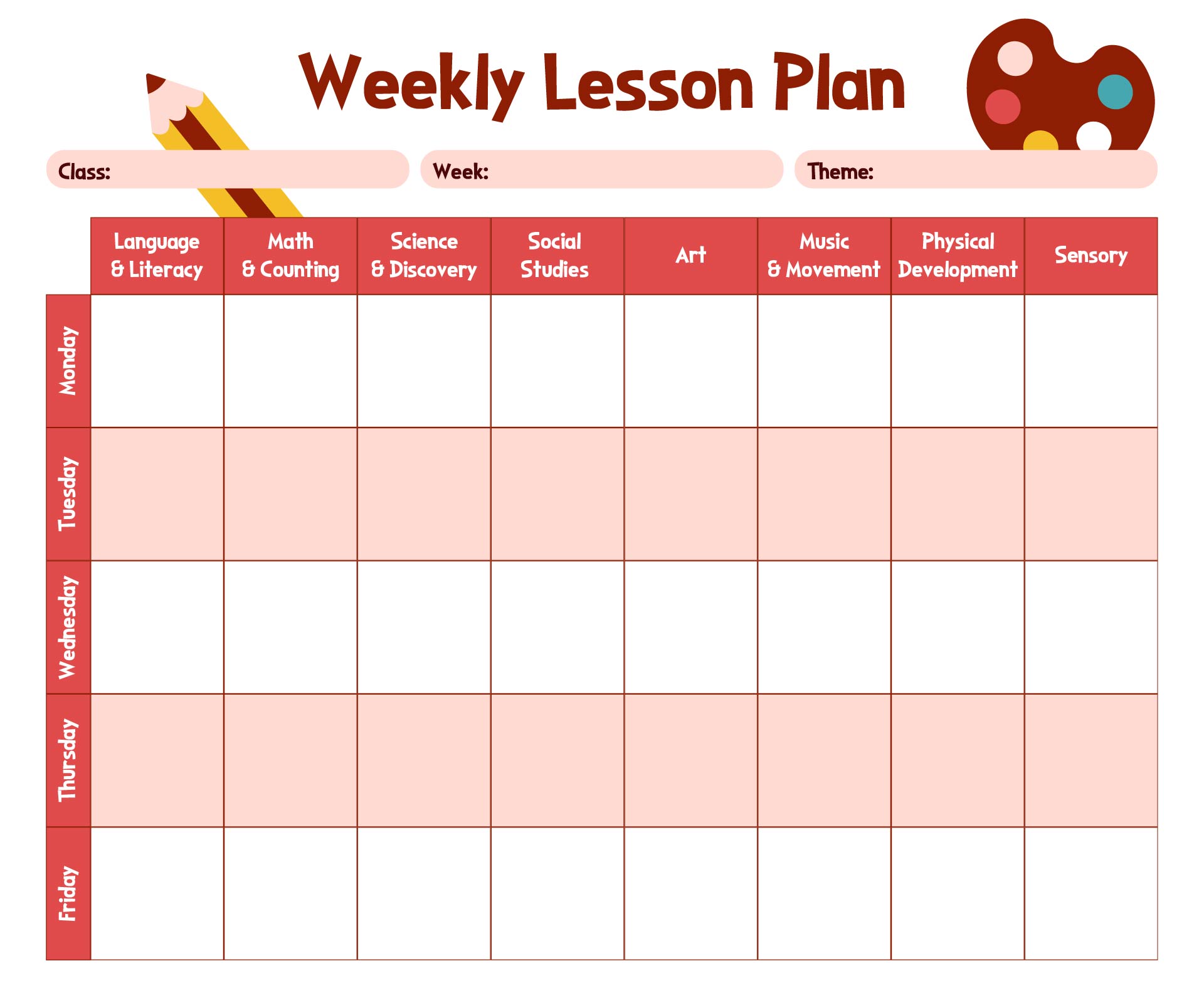 Weekly Lesson Plan For Toddler Preschool Weekly Lesson Plan For Toddler Preschool