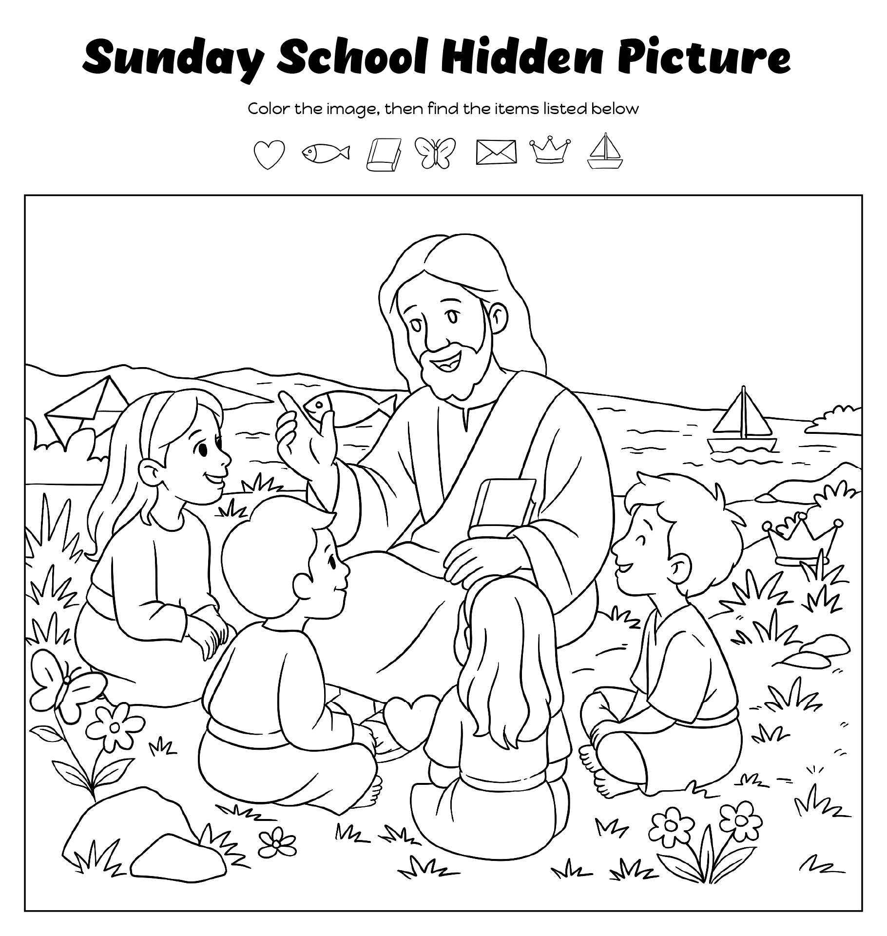 Sunday School Hidden Picture Puzzle For Kids