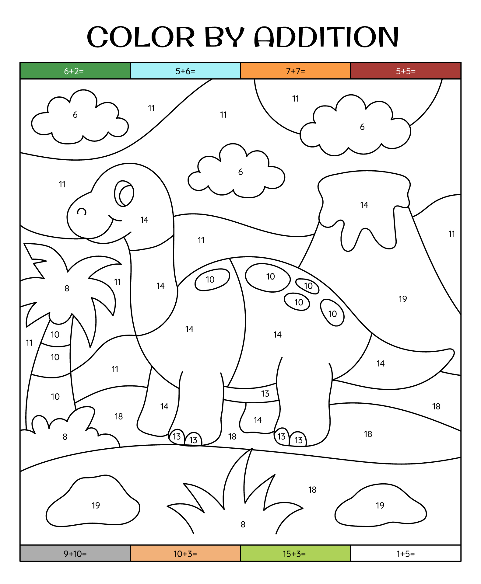 Color By Adding Numbers Worksheet