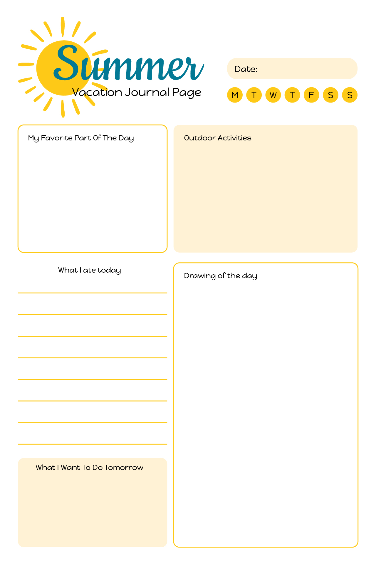 Printable Summer Journal For Teens And Kids
