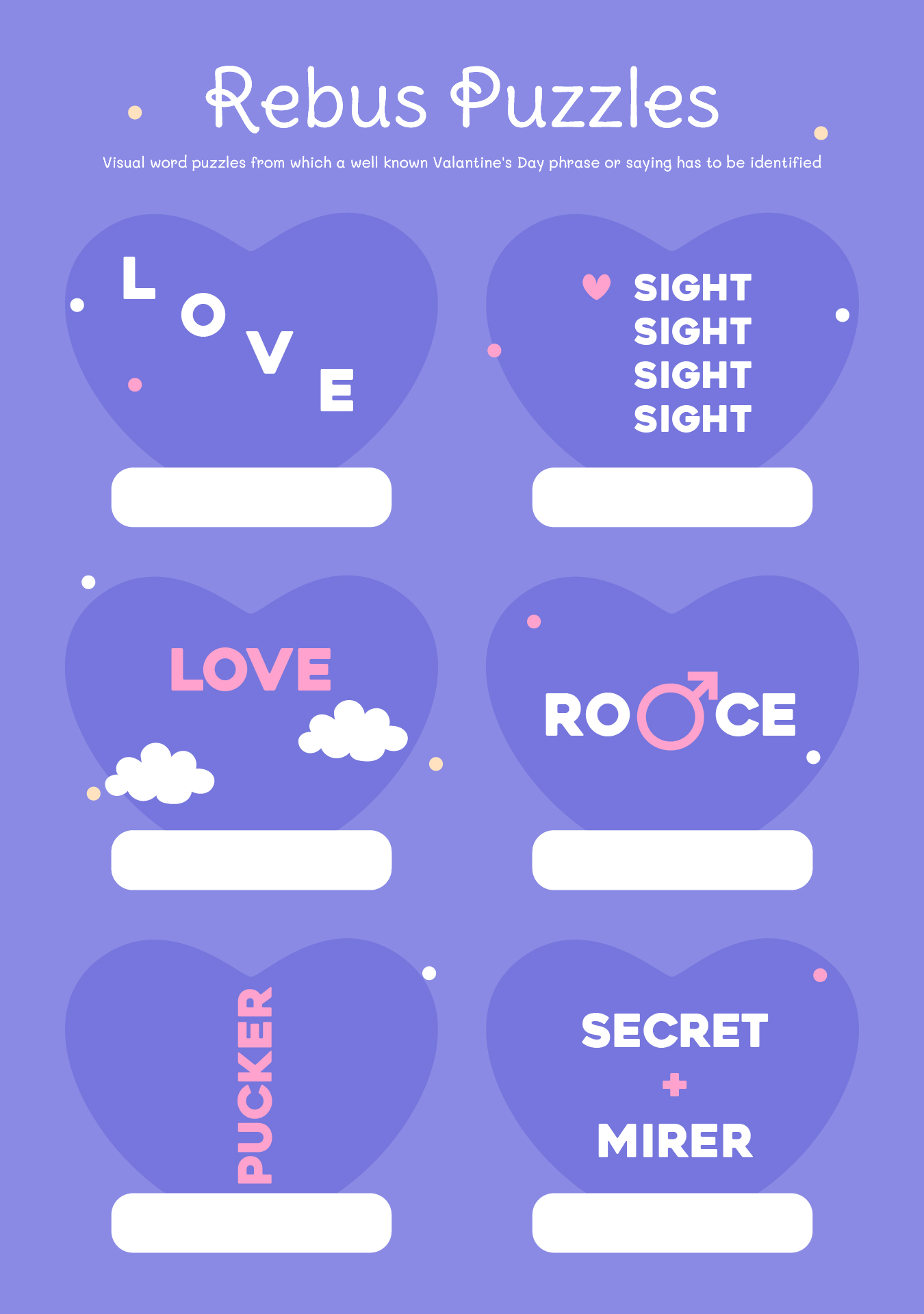 Valentine Rebus Puzzle Worksheets Valentine Rebus Puzzle Worksheets