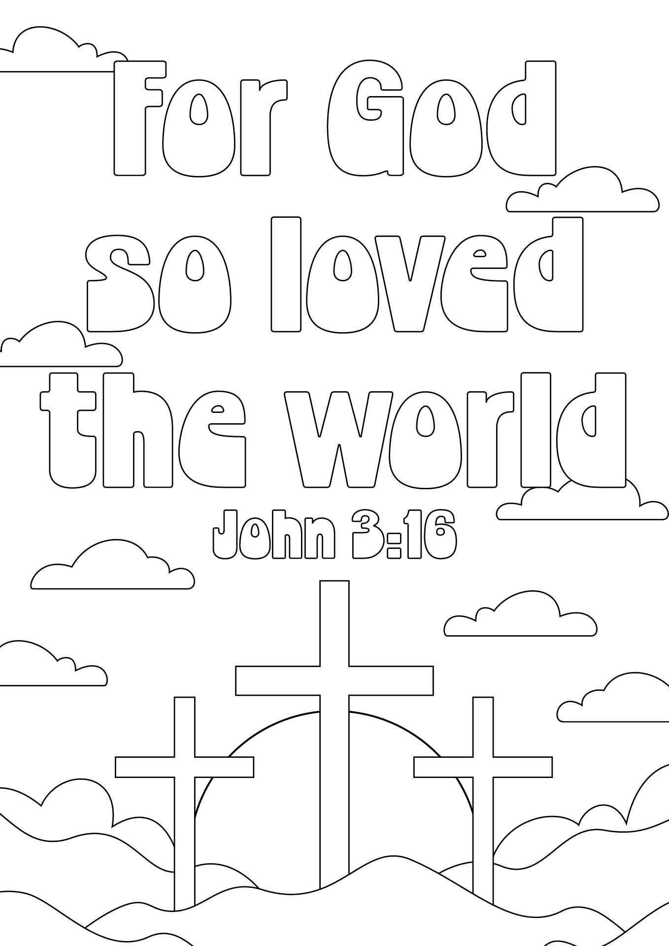 Adult Coloring Page Featuring John 3:16 Verse Adult Coloring Page Featuring John 3:16 Verse