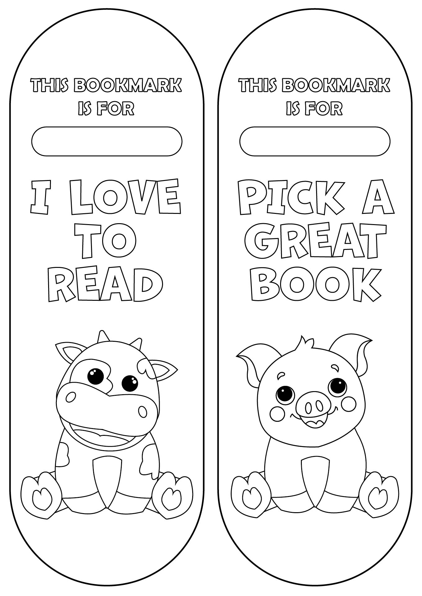 Animal-Themed Bookmarks to Color Animal-Themed Bookmarks to Color