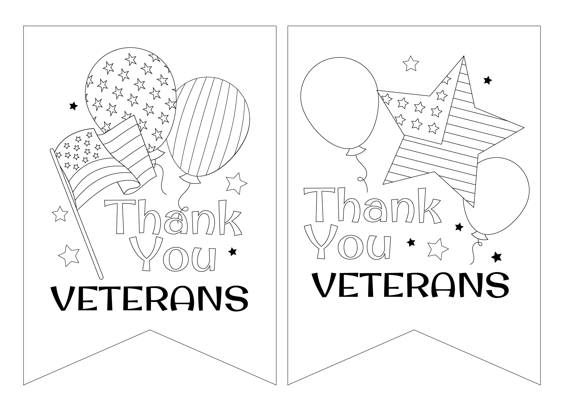 Black and White American Flag Banner Printable for Veterans Day Black and White American Flag Banner Printable for Veterans Day