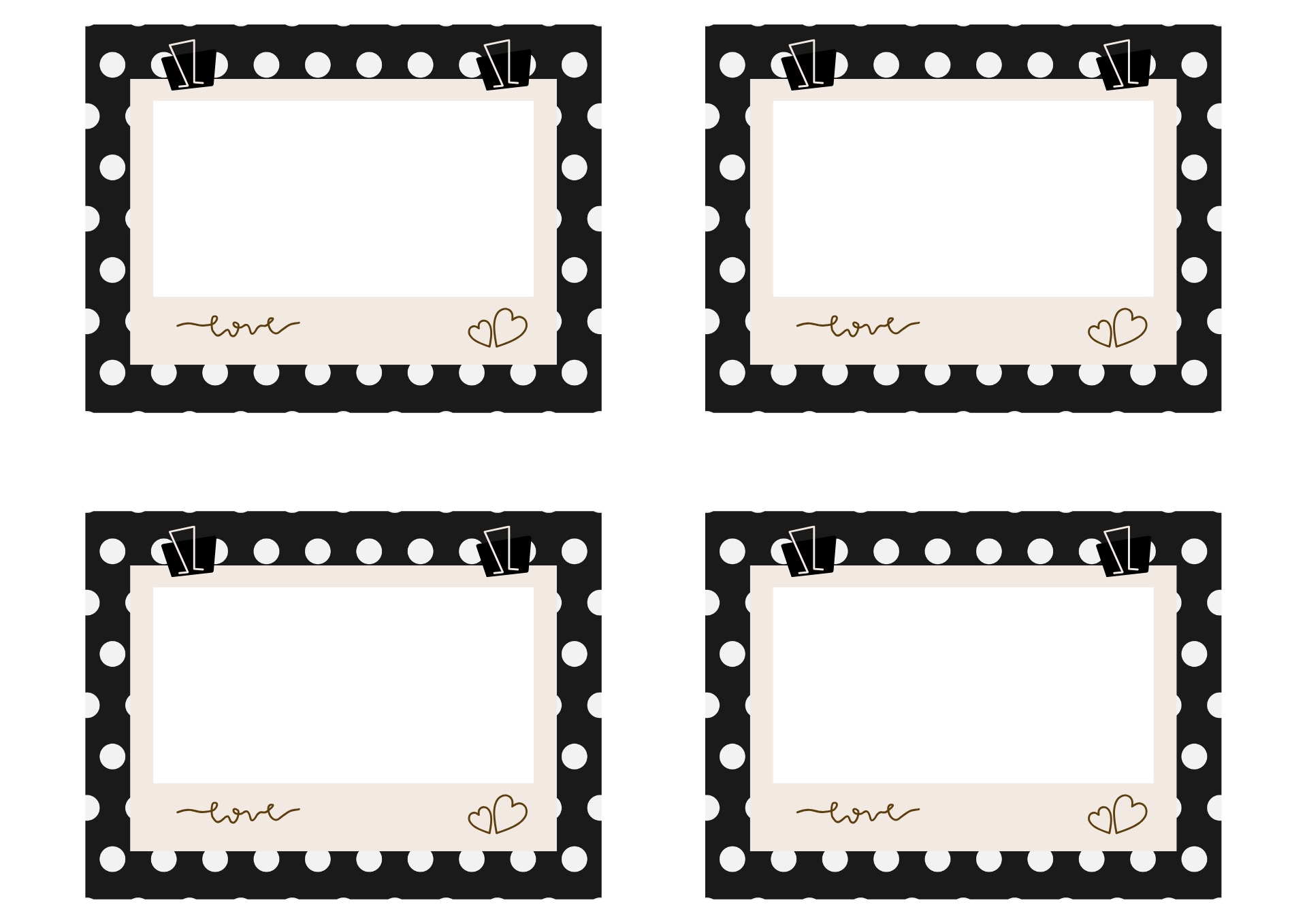 Black and White Polka Dot Name Tags