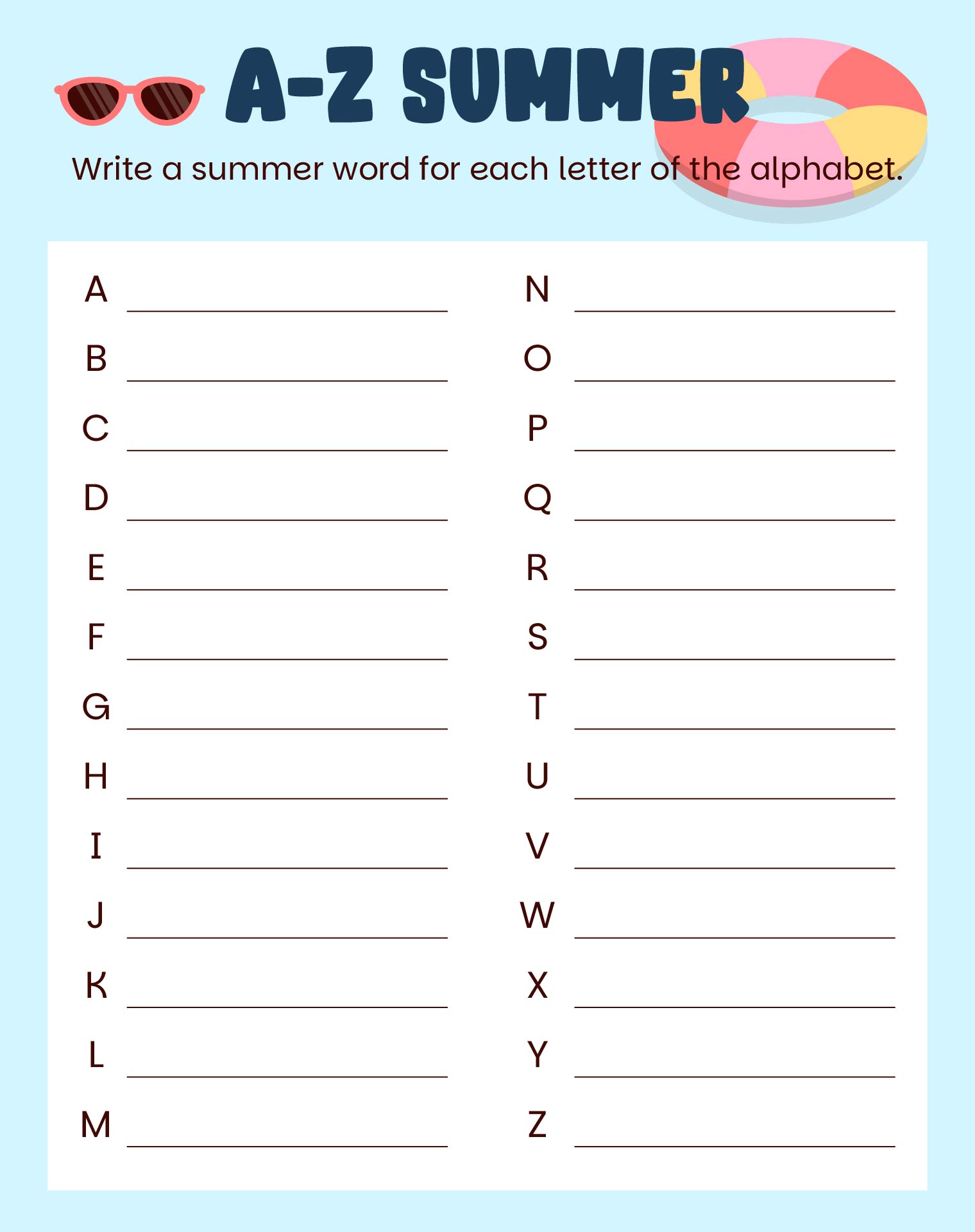Breezy Summer Days Worksheets