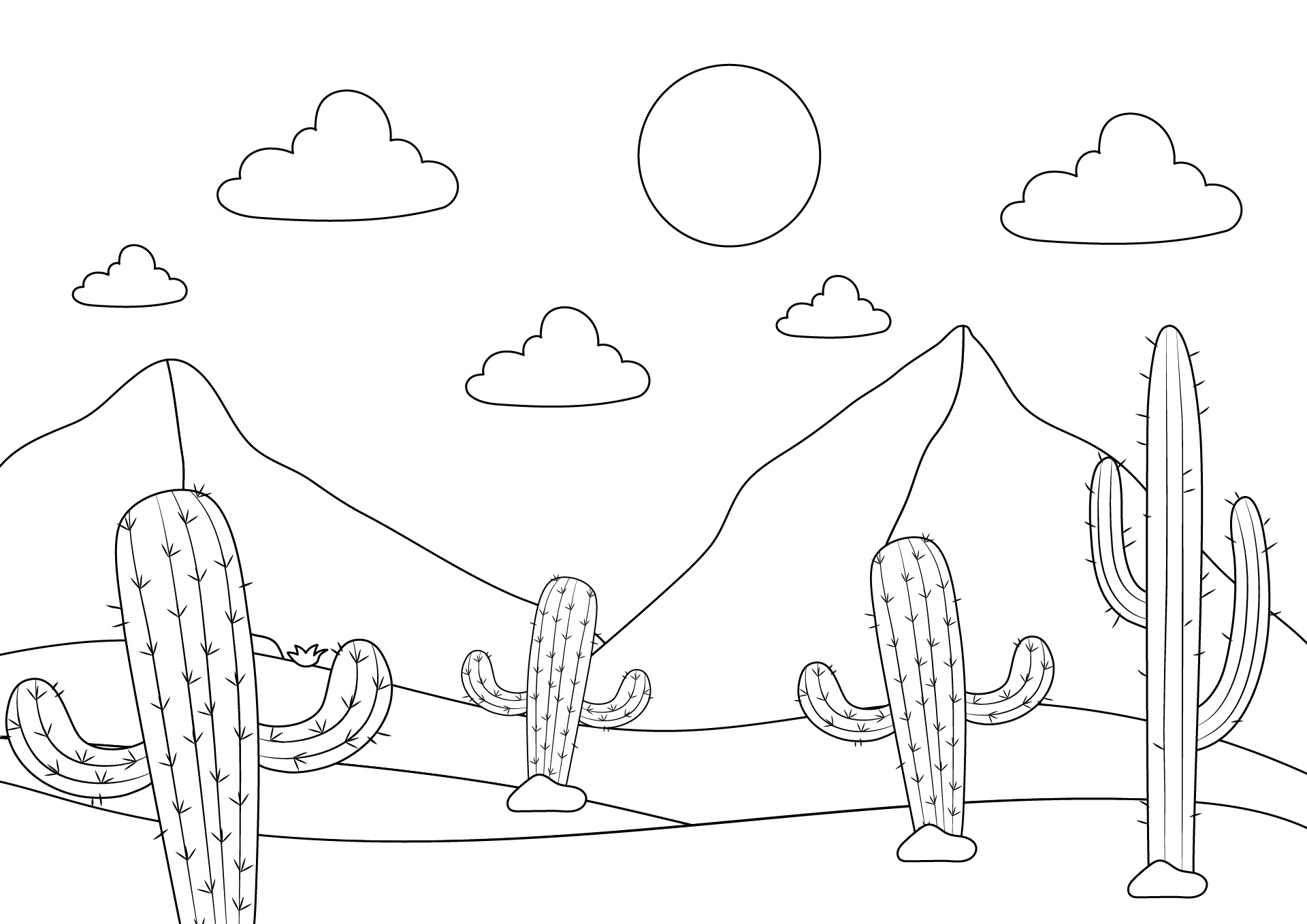 Cactus Desert Coloring Pages Printable