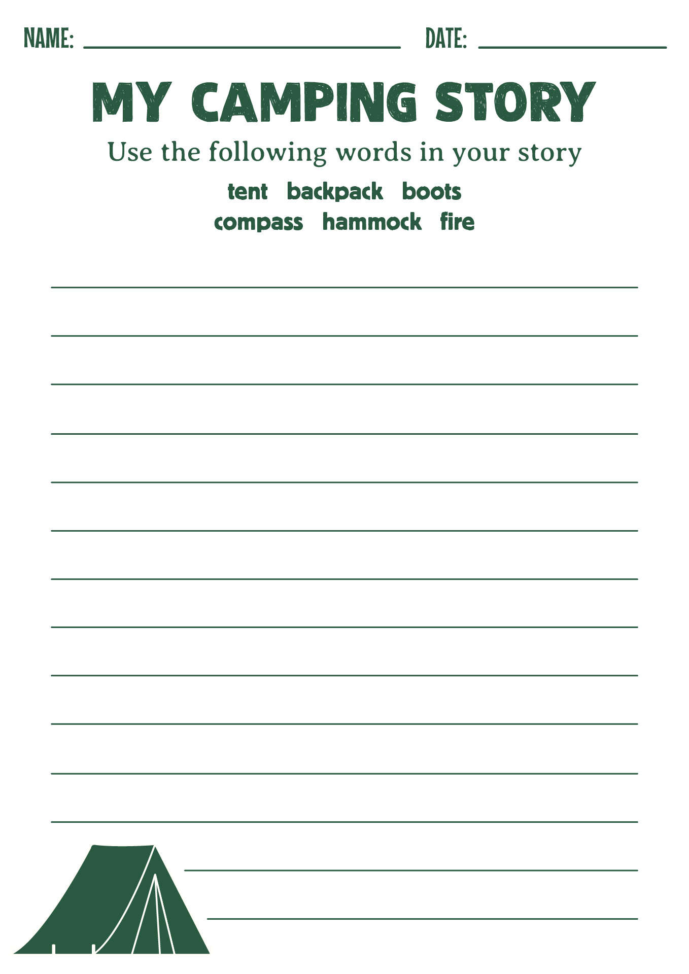 Campfire Story Starters Printable Kit