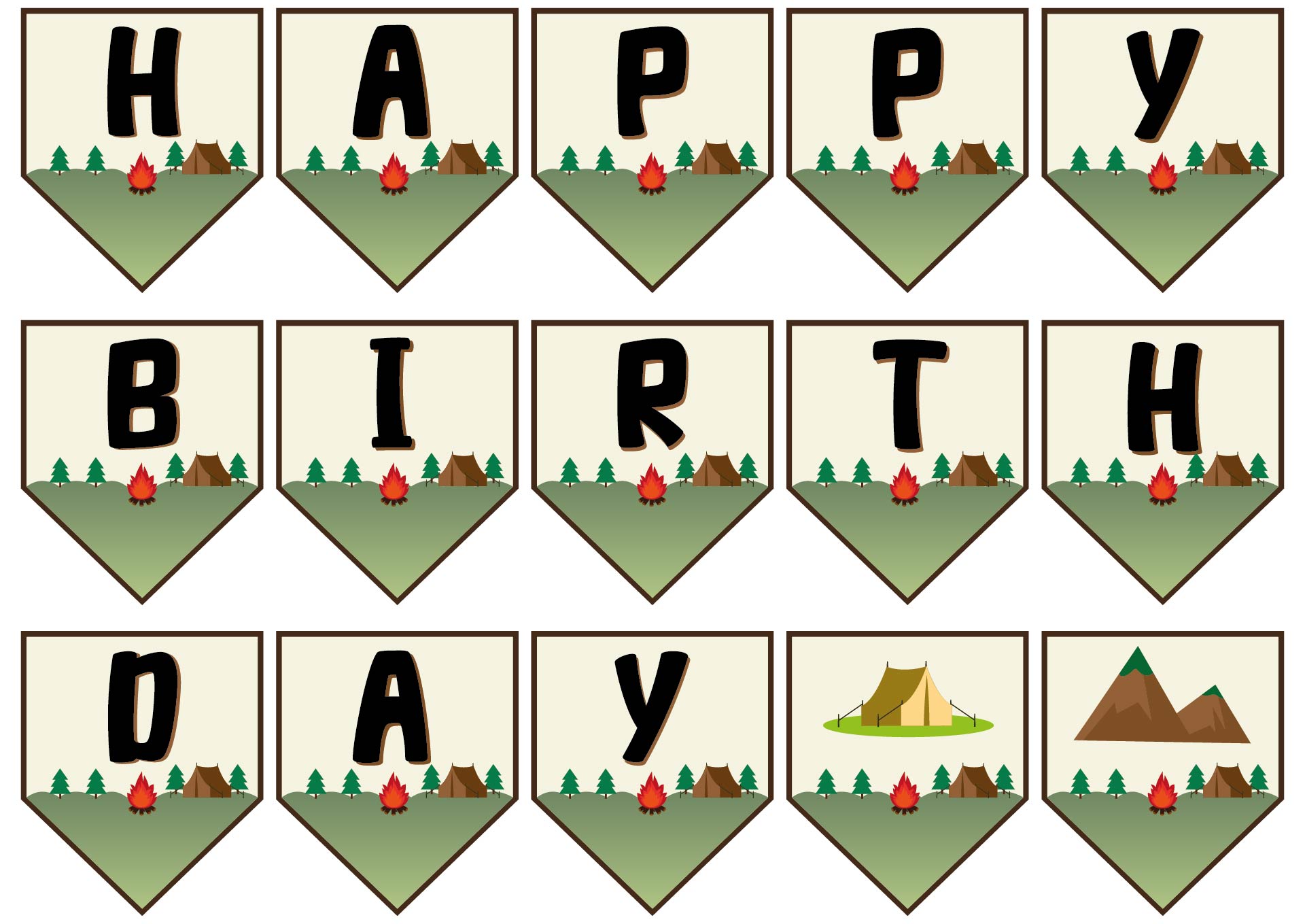 Camping Birthday Banner Printable