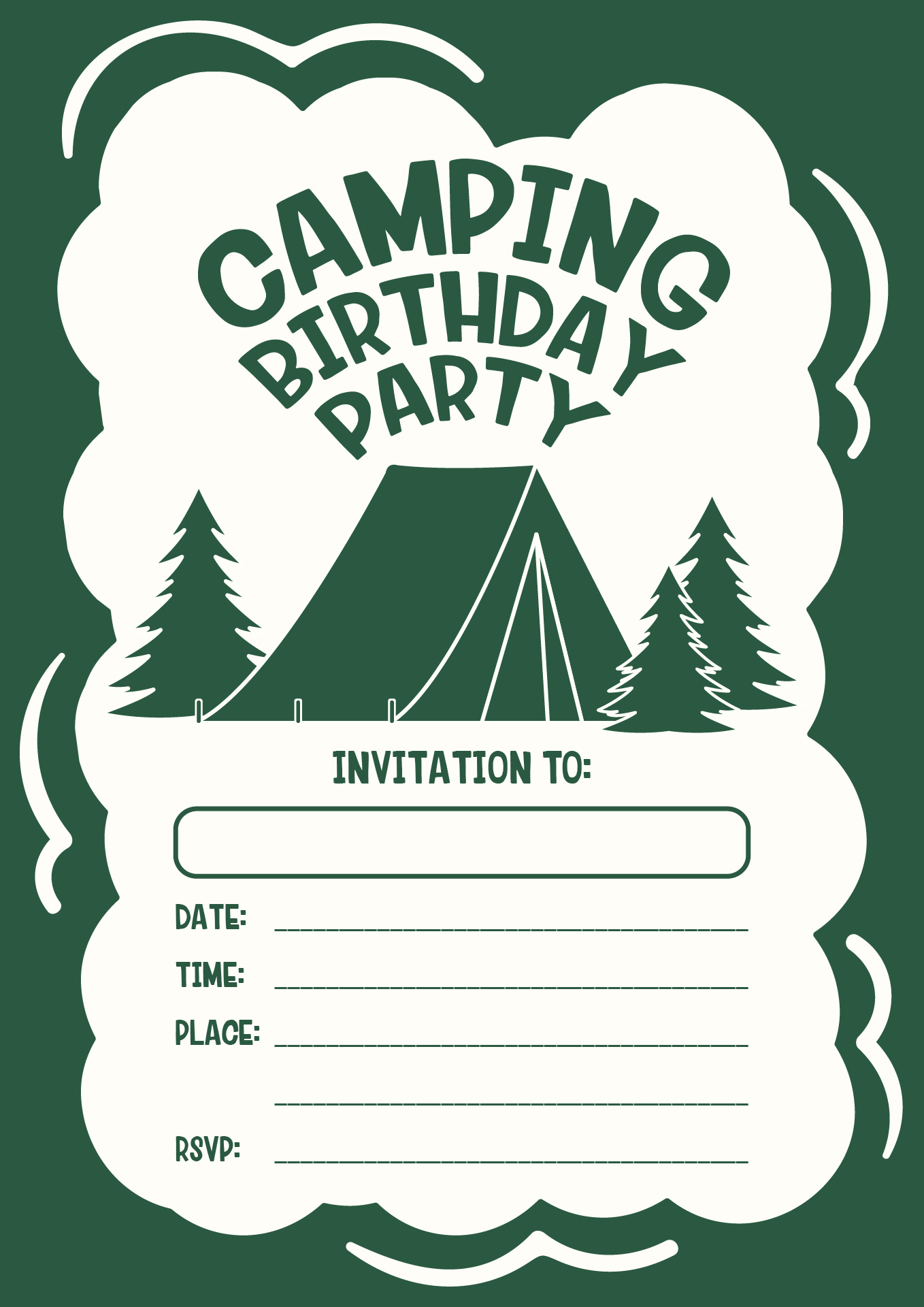 Camping Birthday Party Invitation Printables