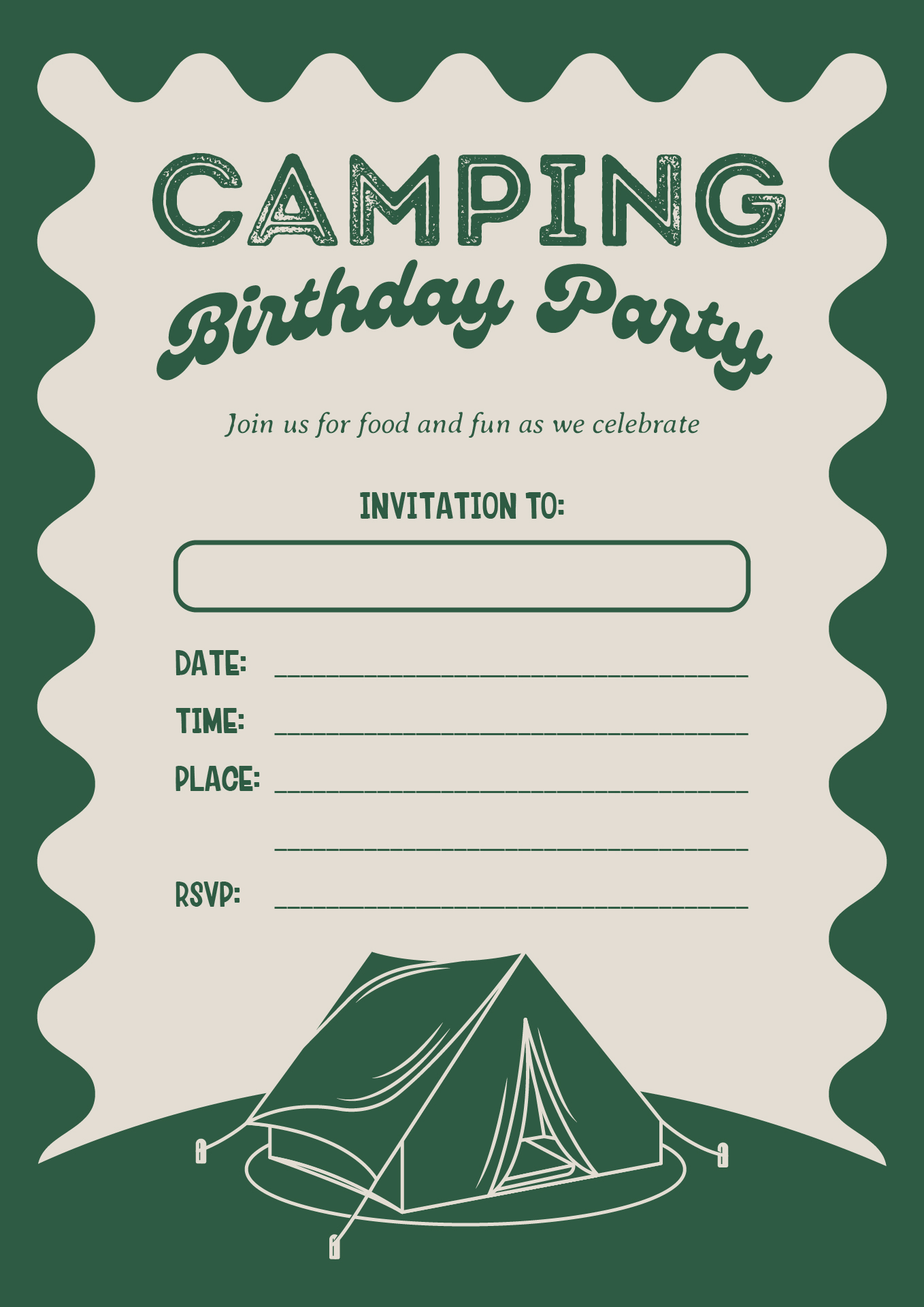 Camping Birthday Party Invitations