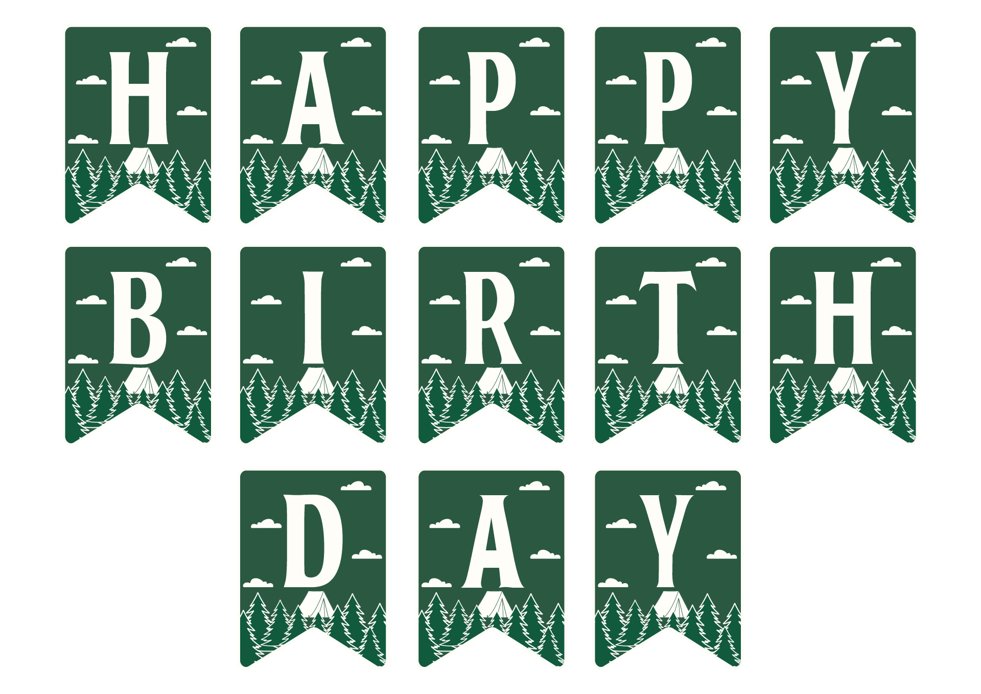 Camping Themed Birthday Banner Printables